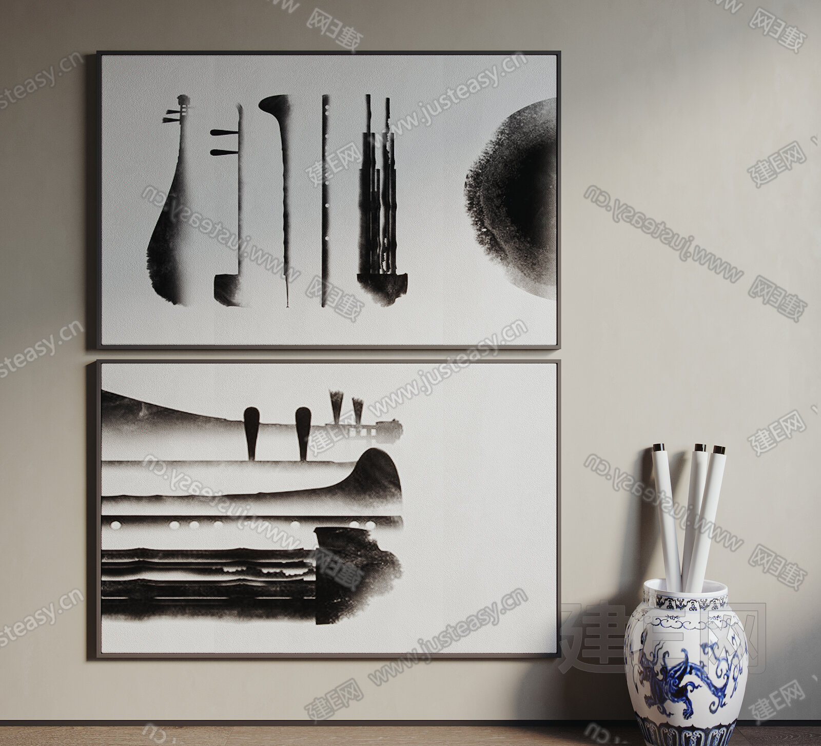 【新中式装饰画fbx-obj模型】建e网_新中式装饰画fbx-obj模型下载[ID:106054113]_打造fbx-obj新中式装饰画模型 ...