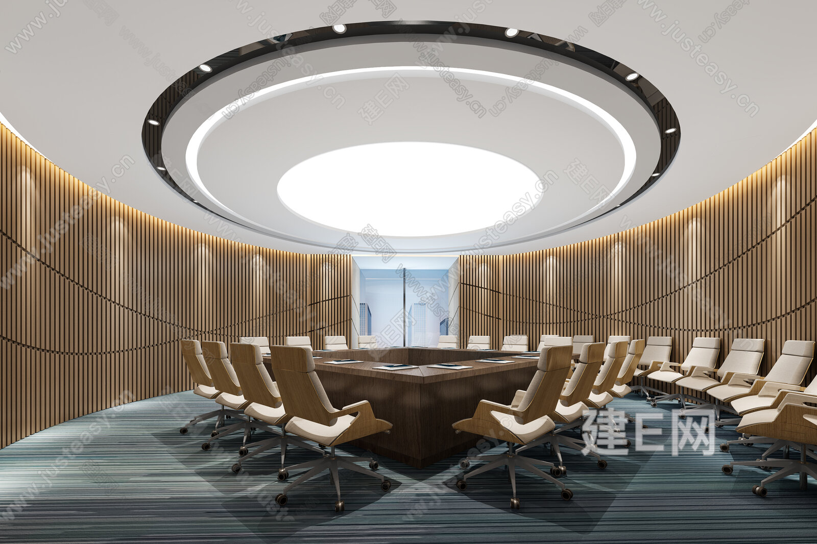 现代会议室模型SU模型下载[ID:100682380]_建E室内设计网