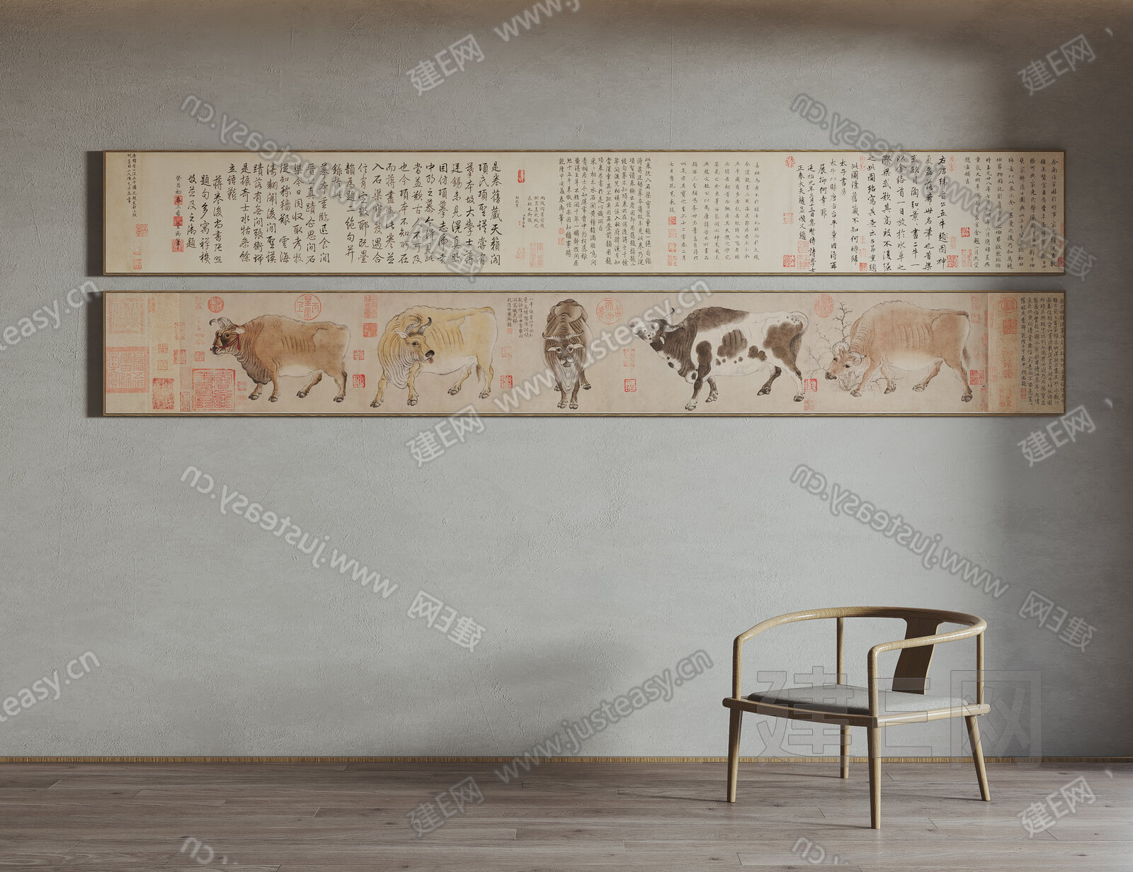 新中式装饰画模型SU模型下载[ID:114970299]_建E室内设计网