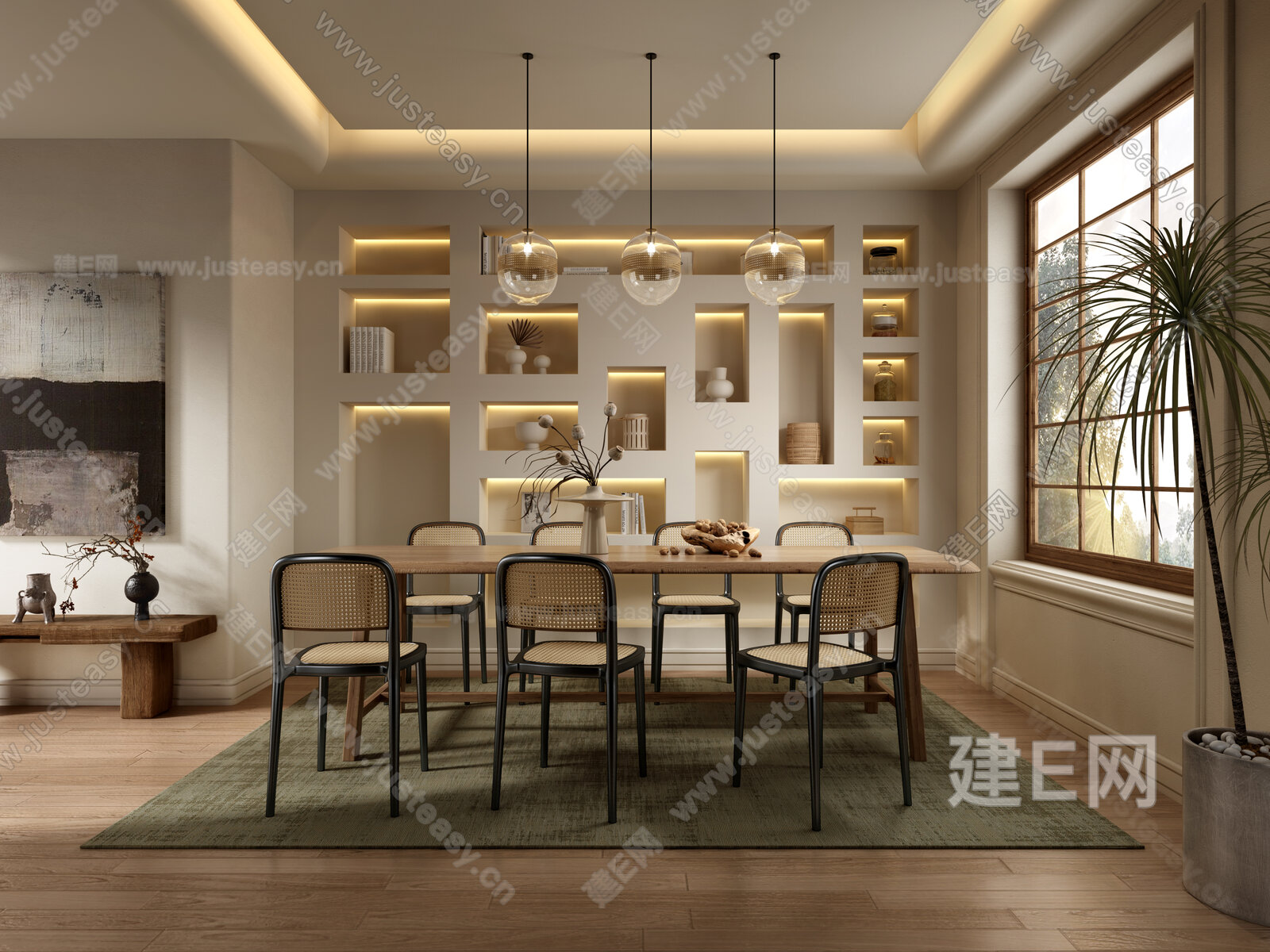 侘寂风餐厅模型SU模型下载[ID:101272188]_建e网su模型