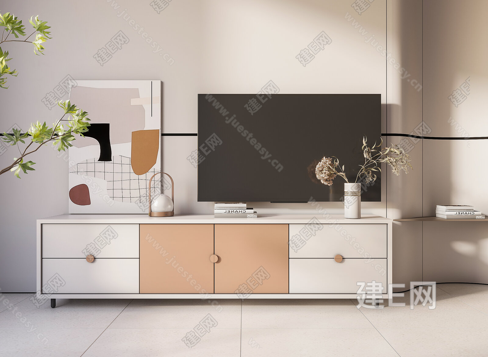 现代电视柜模型SU模型下载[ID:115035718]_建E室内设计网