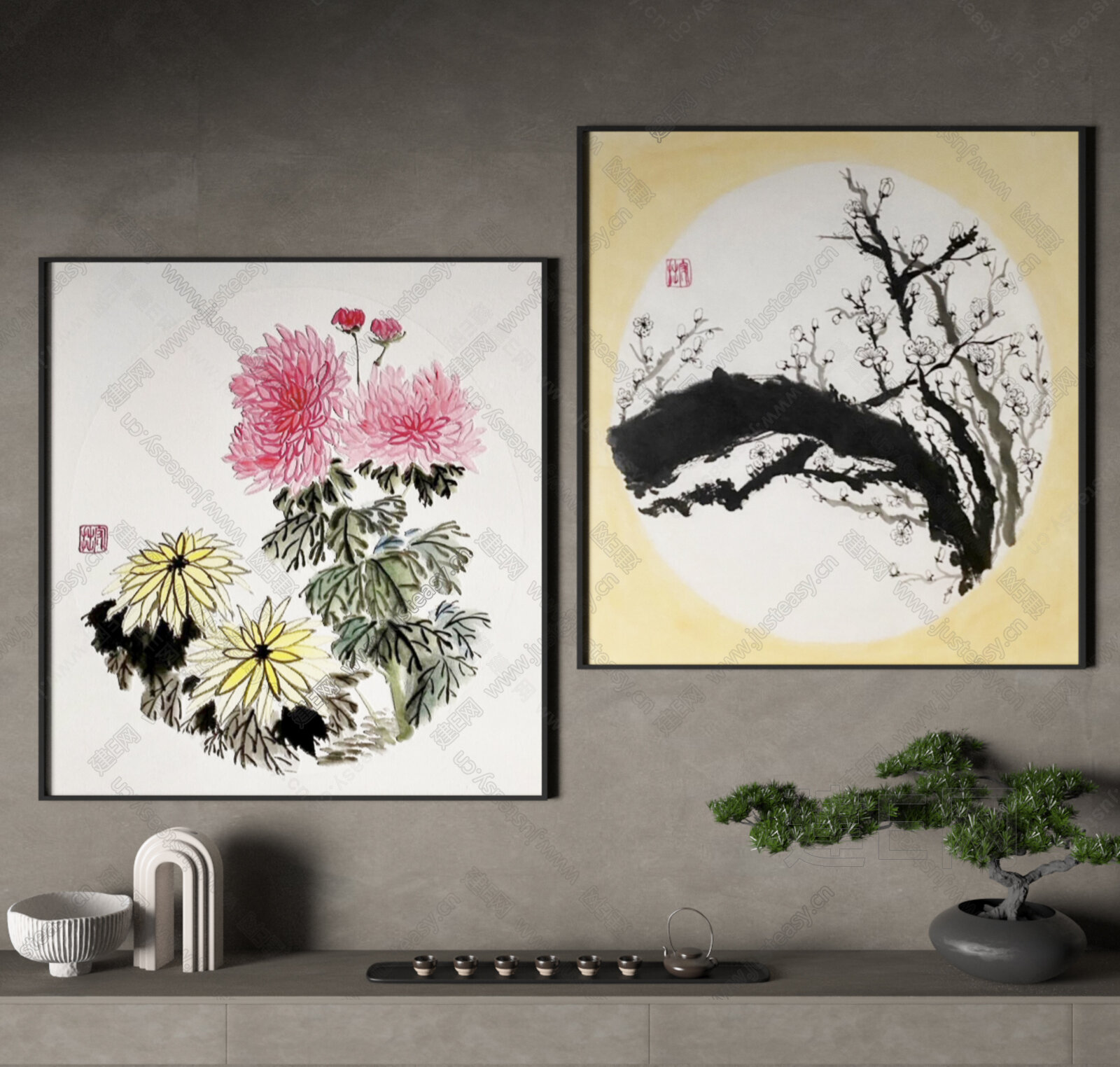 【新中式装饰画fbx-obj模型】建e网_新中式装饰画fbx-obj模型下载[ID:105529641]_打造fbx-obj新中式装饰画模型 ...