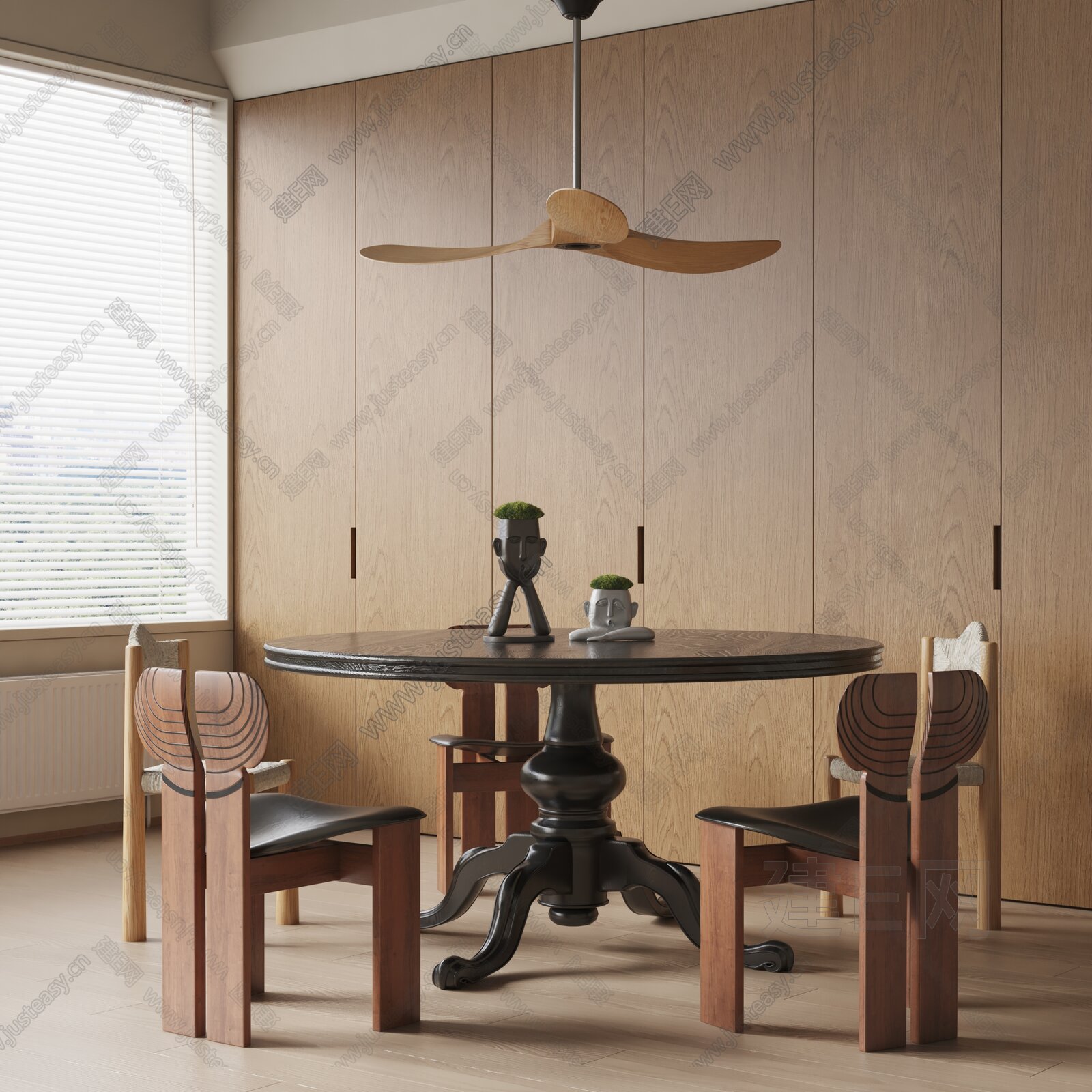 BONTEMPI 侘寂风餐桌椅模型SU模型下载[ID:102386356]_建E室内设计网