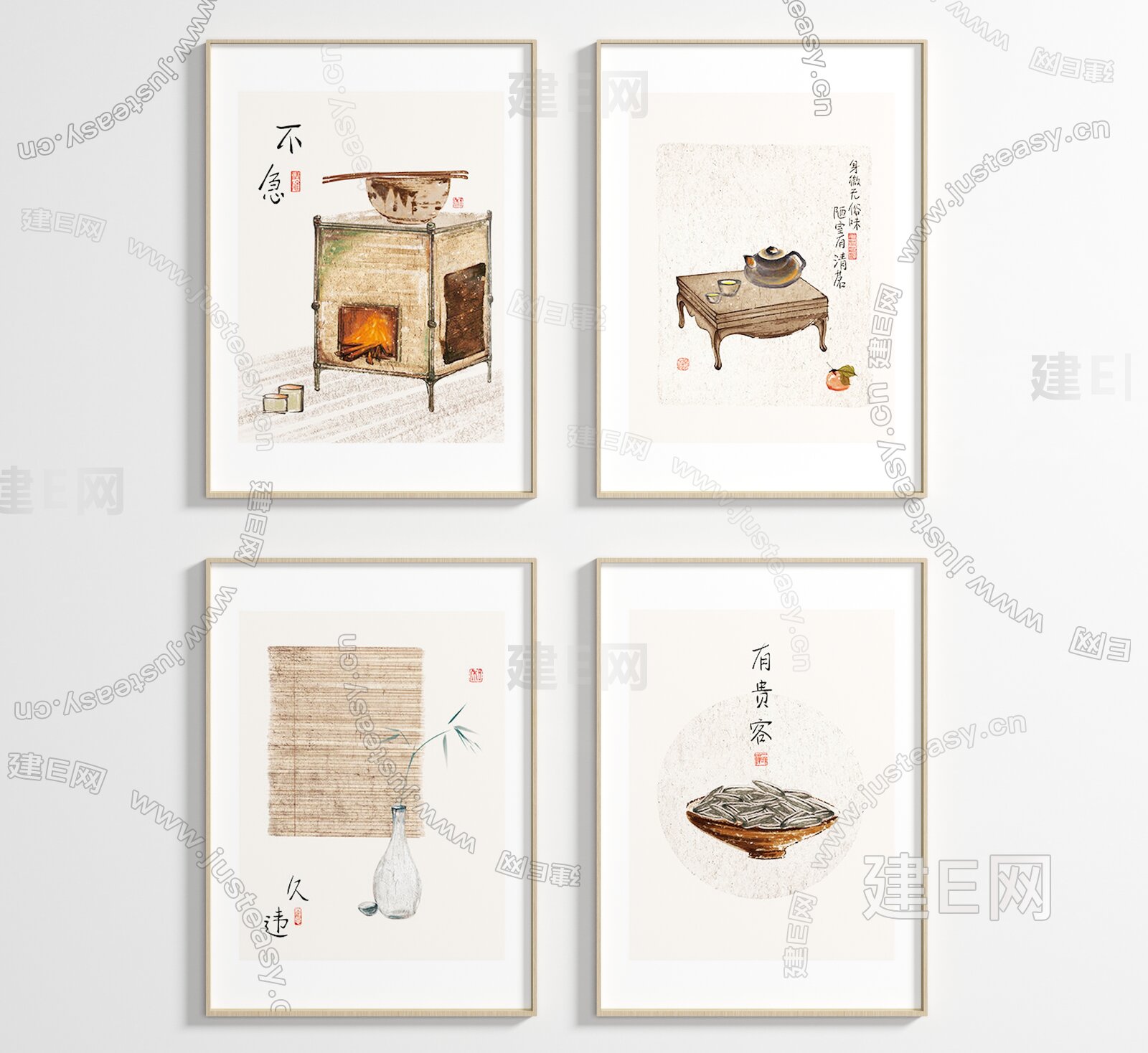 【新中式装饰画fbx-obj模型】建e网_新中式装饰画fbx-obj模型下载[ID:105791925]_打造fbx-obj新中式装饰画模型 ...