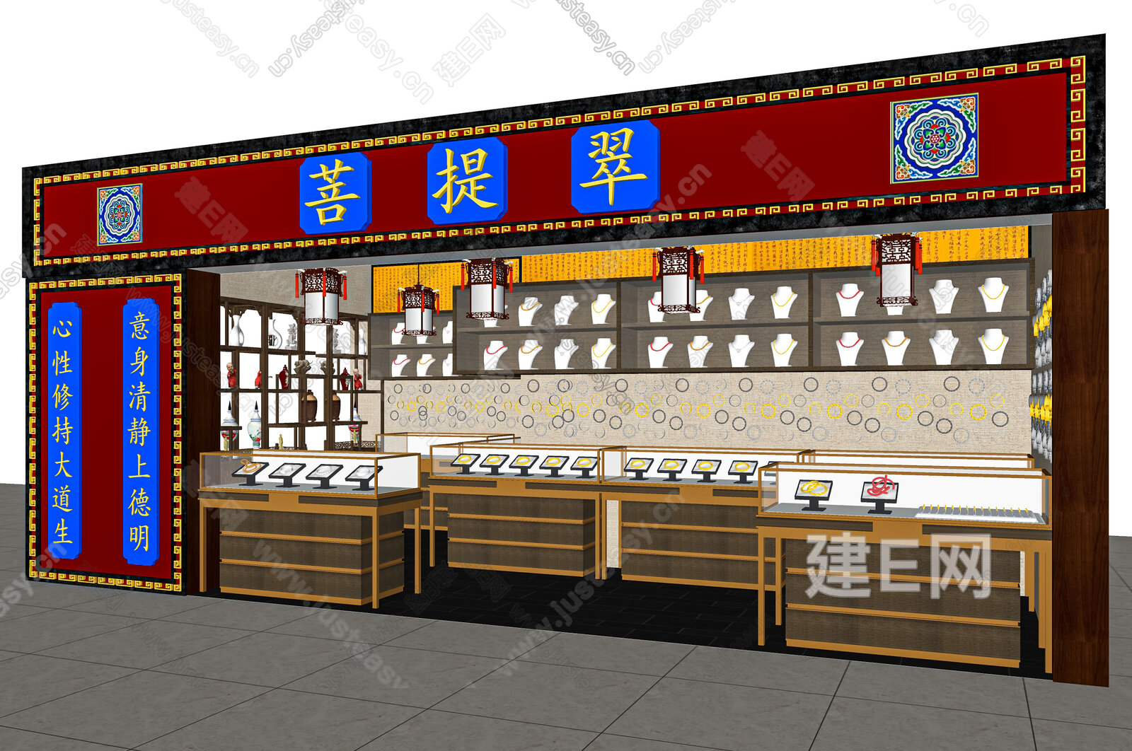 新中式珠宝店模型SU模型下载[ID:103696948]_建e网su模型