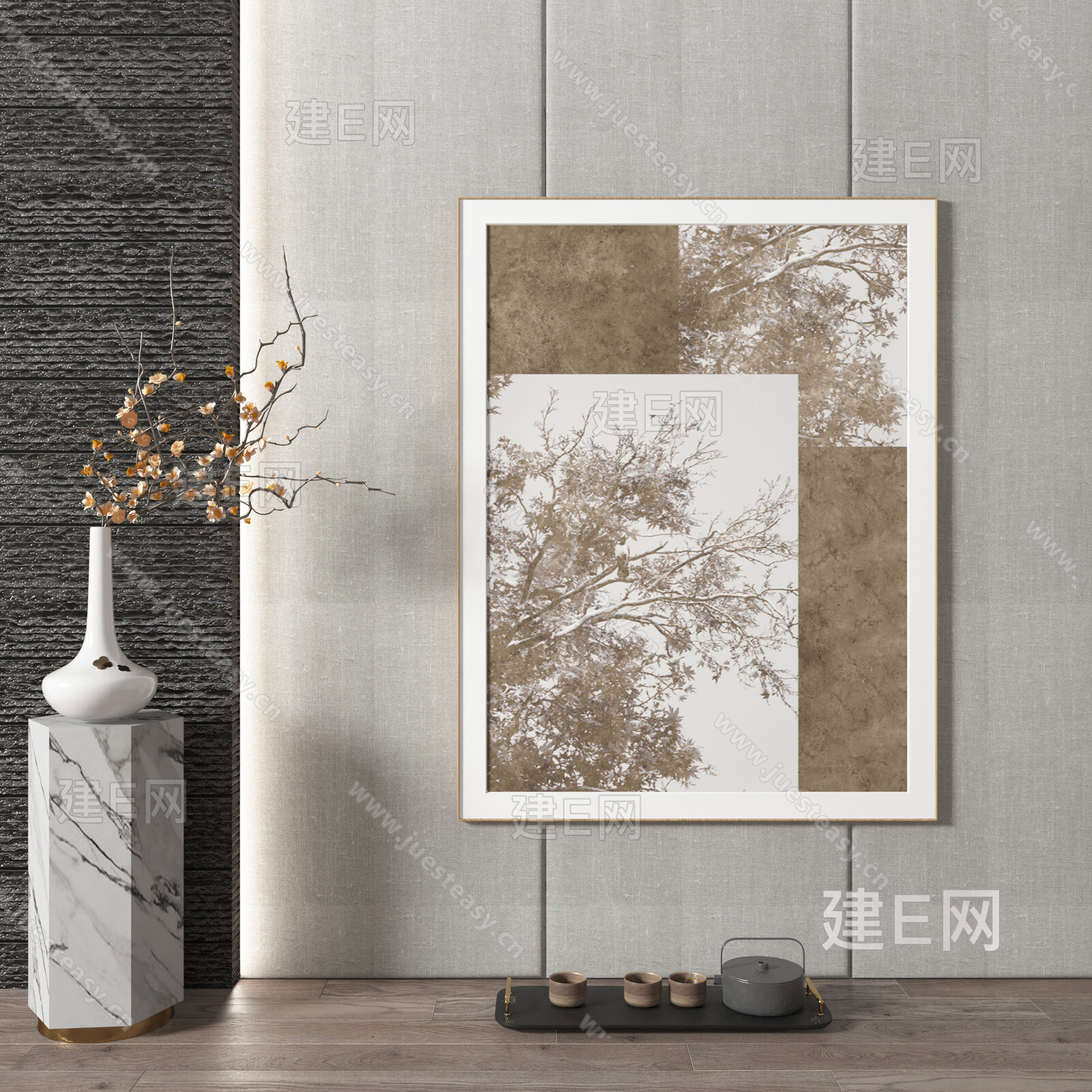 【新中式装饰画fbx-obj模型】建e网_新中式装饰画fbx-obj模型下载[ID:105857467]_打造fbx-obj新中式装饰画模型 ...