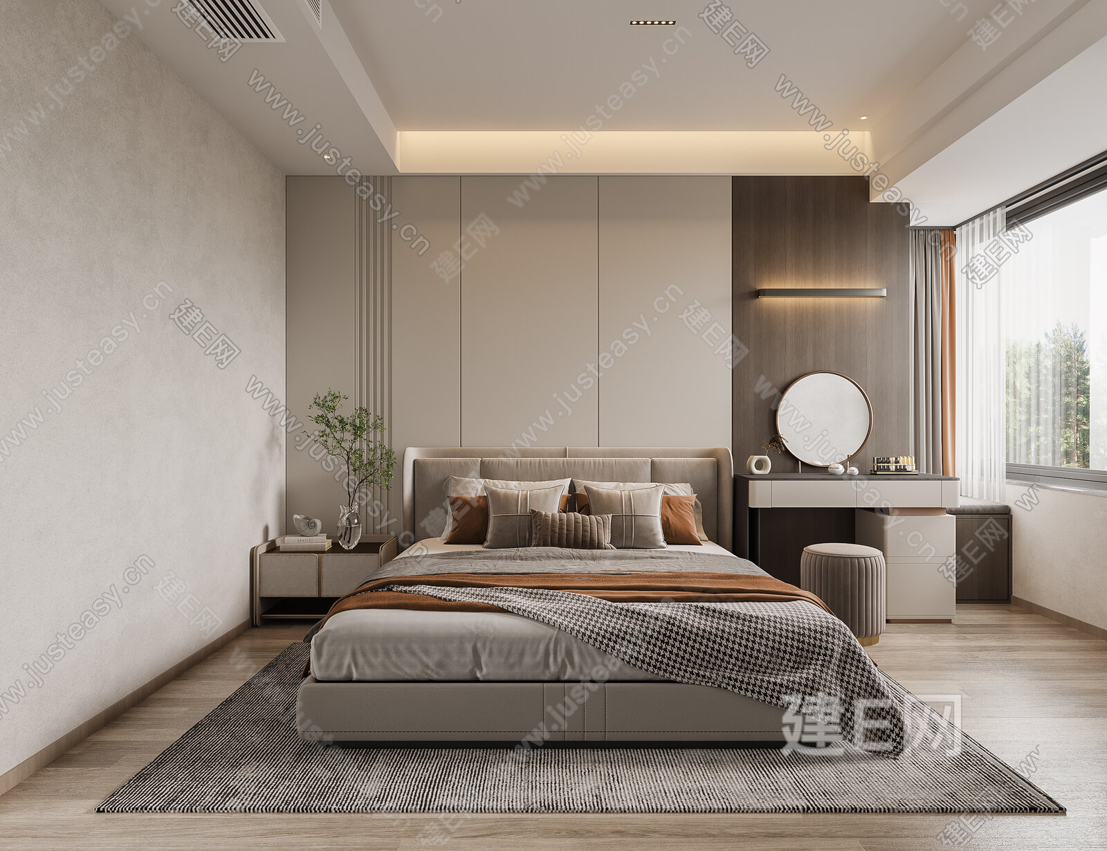 现代卧室模型SU模型下载[ID:117000753]_建E室内设计网