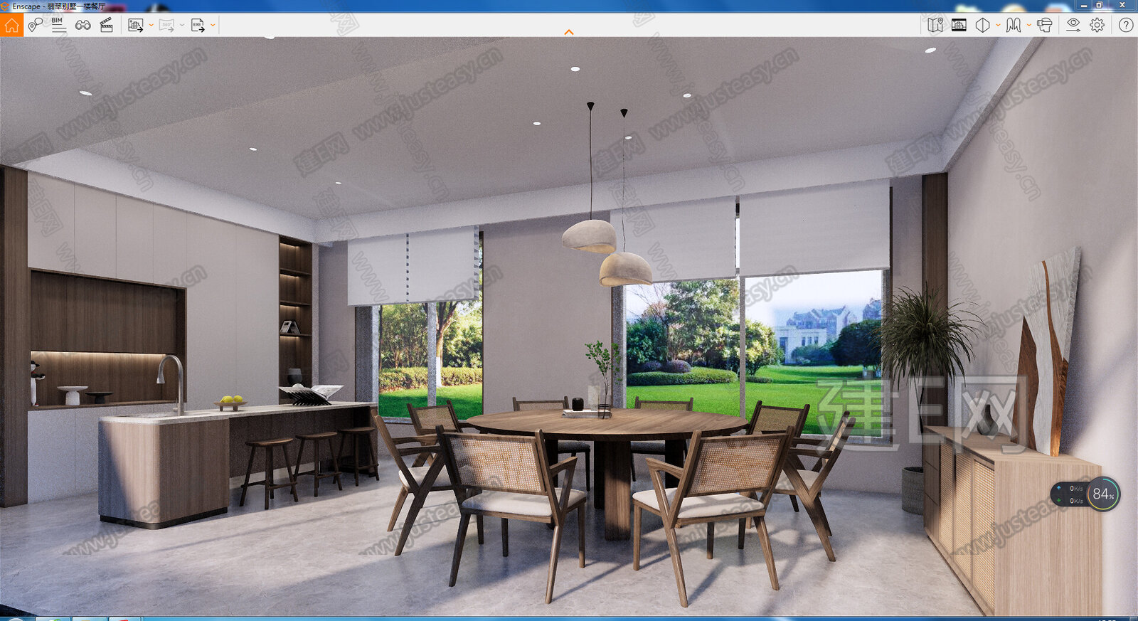 侘寂风餐厅模型SU模型下载[ID:104745695]_建E室内设计网