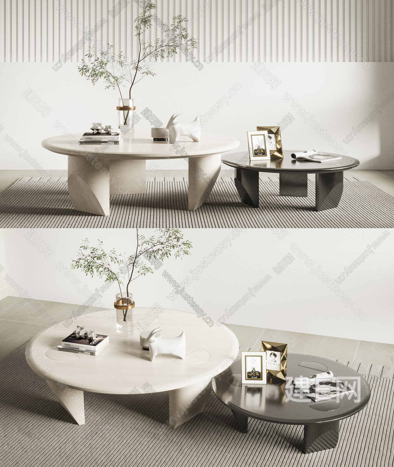 Minotti 现代茶几模型SU模型下载[ID:113265396]_建e网su模型