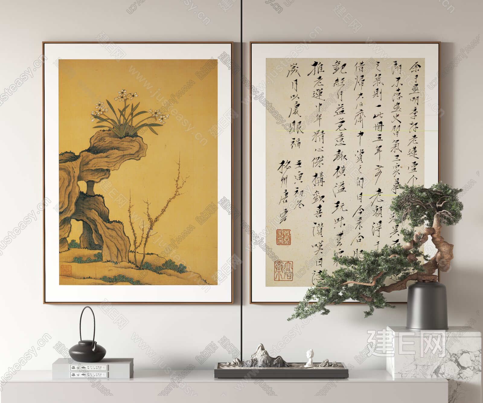 【新中式装饰画fbx-obj模型】建e网_新中式装饰画fbx-obj模型下载[ID:105005378]_打造fbx-obj新中式装饰画模型 ...