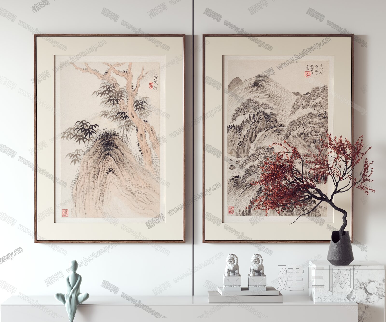 【新中式装饰画fbx-obj模型】建e网_新中式装饰画fbx-obj模型下载[ID:105005426]_打造fbx-obj新中式装饰画模型 ...