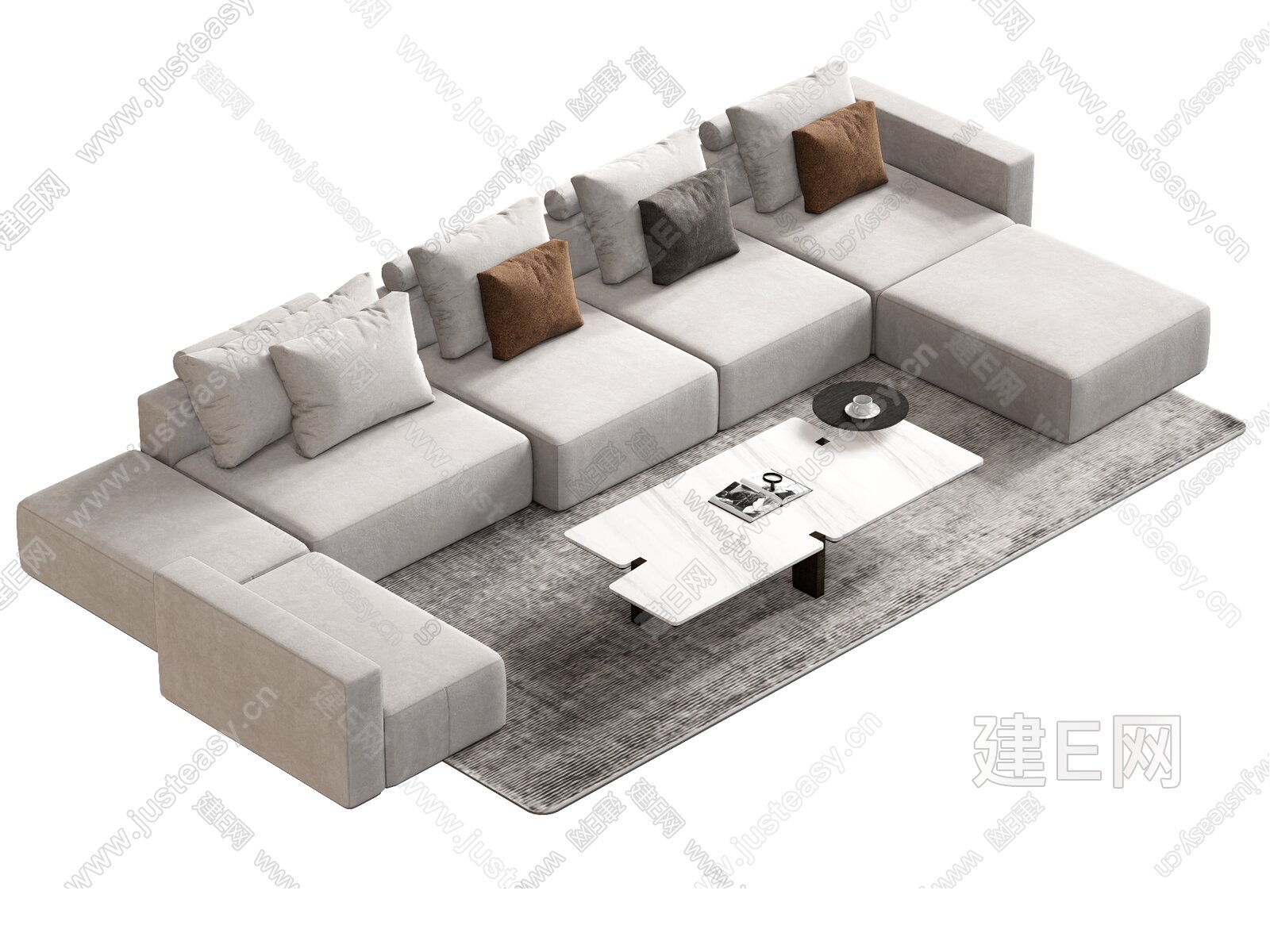 Poltrona 现代沙发茶几组合模型SU模型下载[ID:104352322]_建E室内设计网