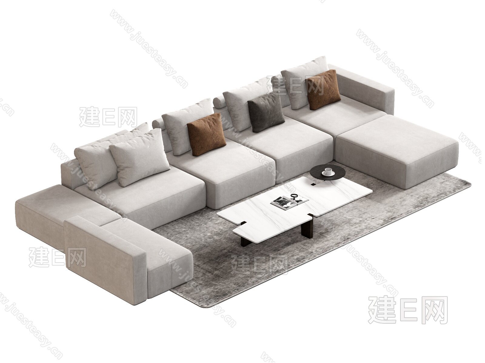 Poltrona 现代沙发茶几组合模型SU模型下载[ID:104352322]_建E室内设计网