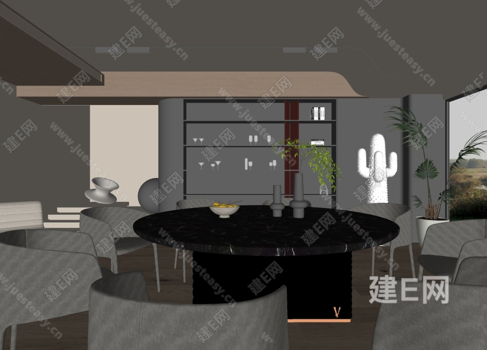 现代餐厅模型SU模型下载[ID:113330854]_建e网su模型