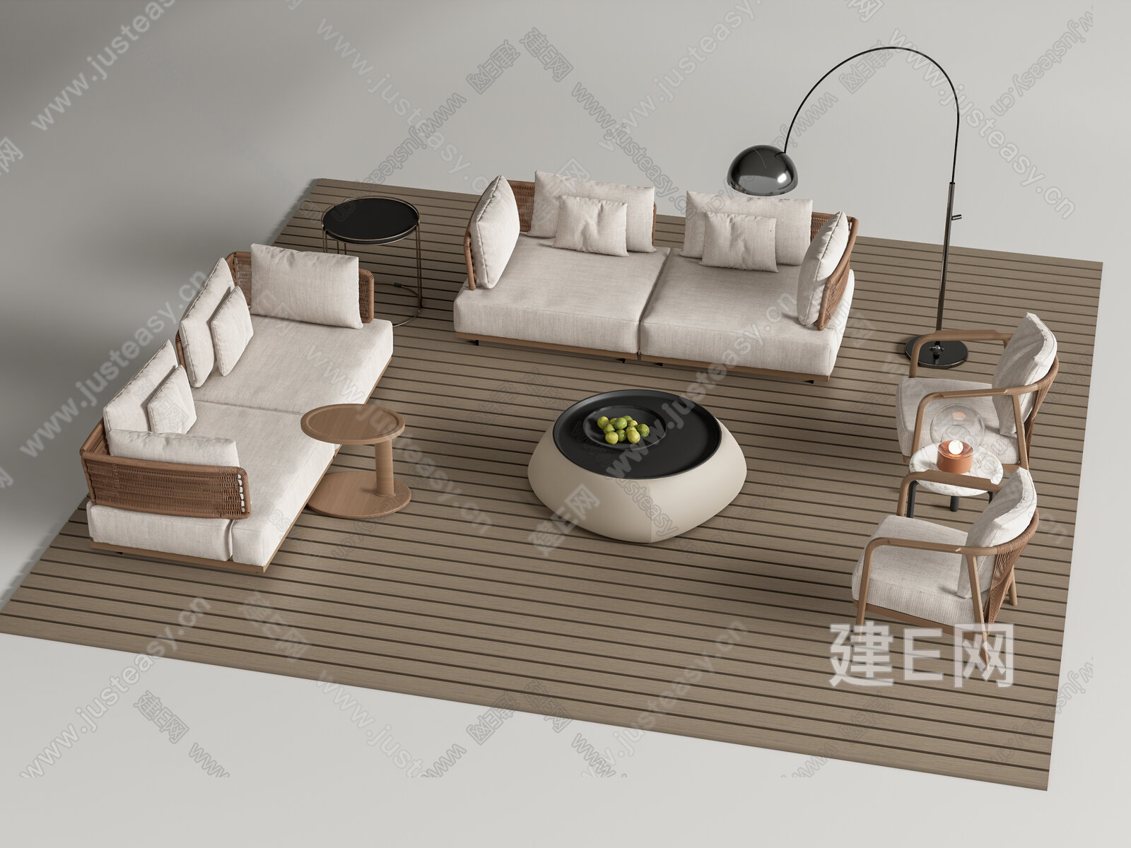 Minotti现代沙发茶几组合 模型SU模型下载[ID:113986128]_建e网su模型