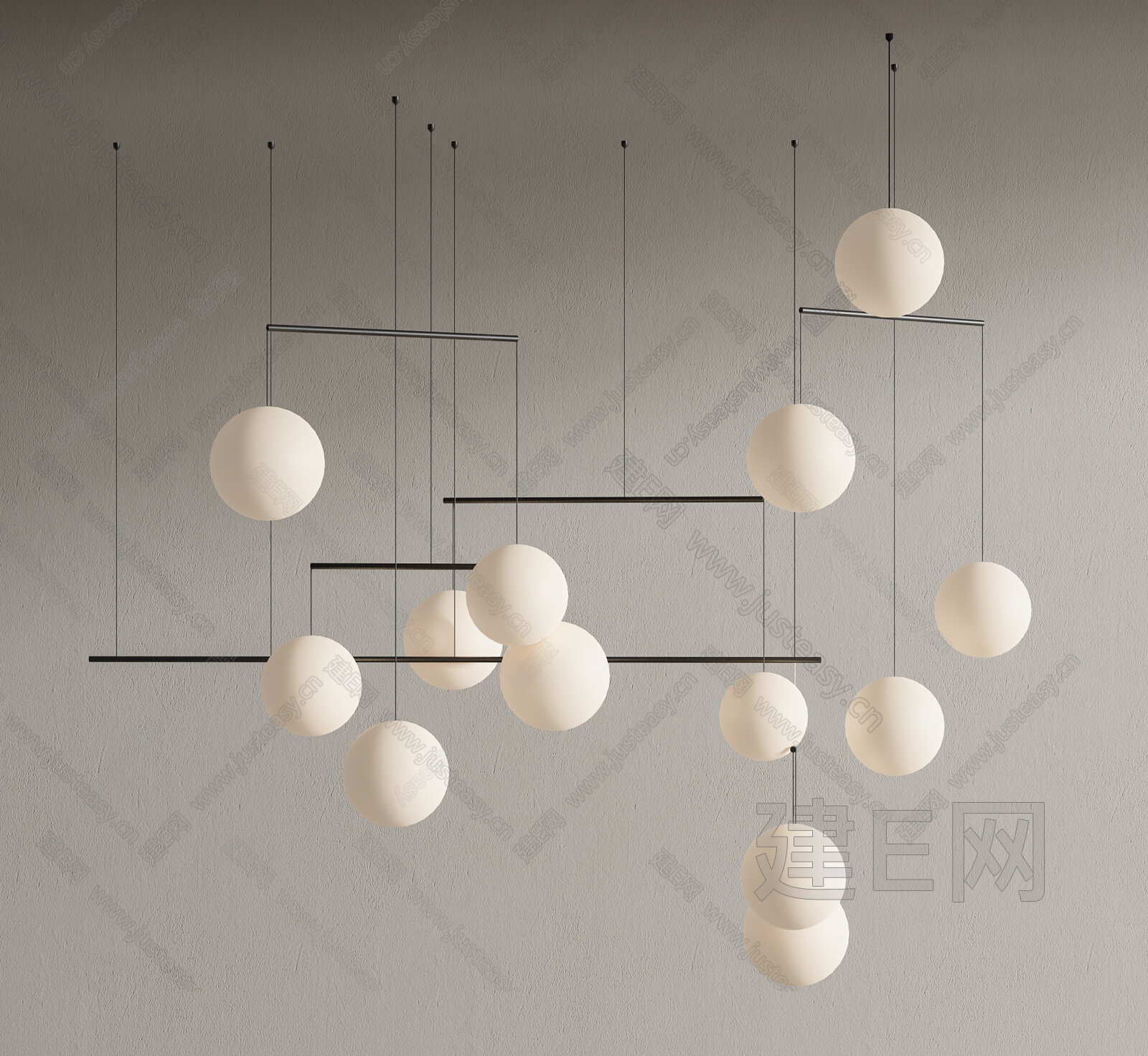 现代球形吊灯模型SU模型下载[ID:113986277]_建E室内设计网