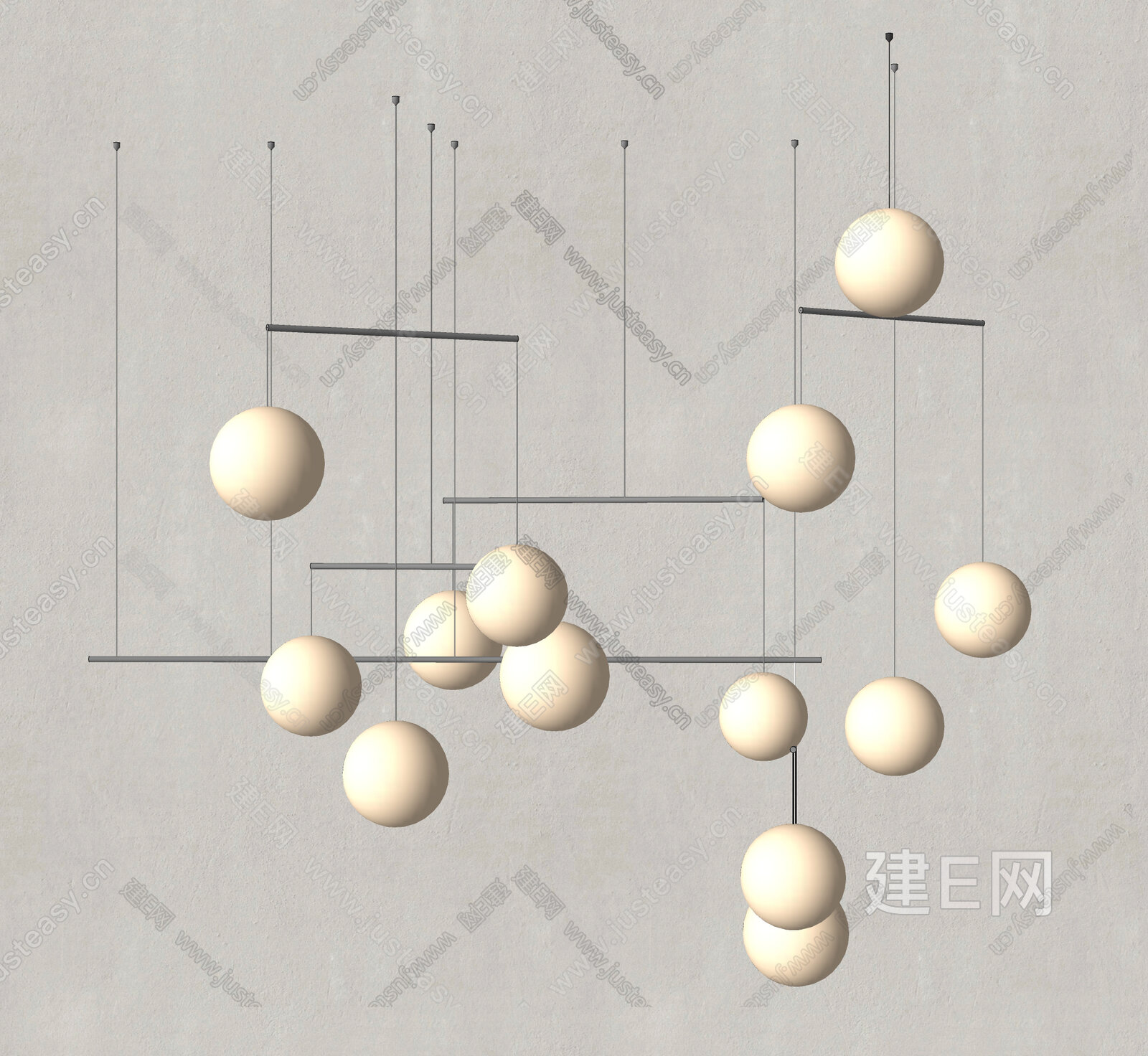 现代球形吊灯模型SU模型下载[ID:113986277]_建E室内设计网