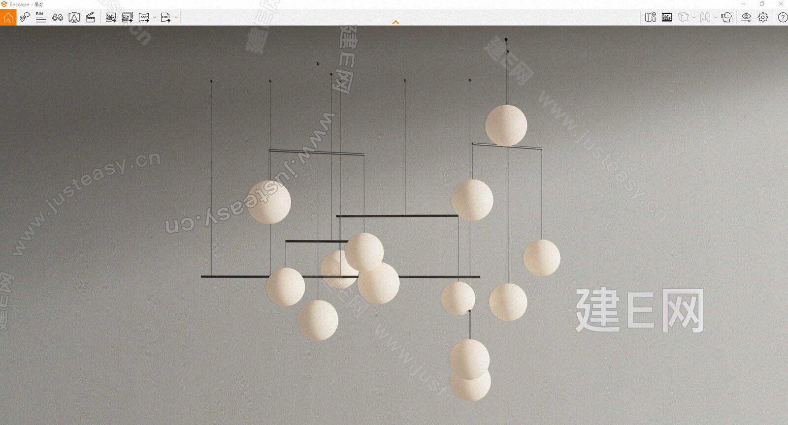 现代球形吊灯模型SU模型下载[ID:113986277]_建E室内设计网