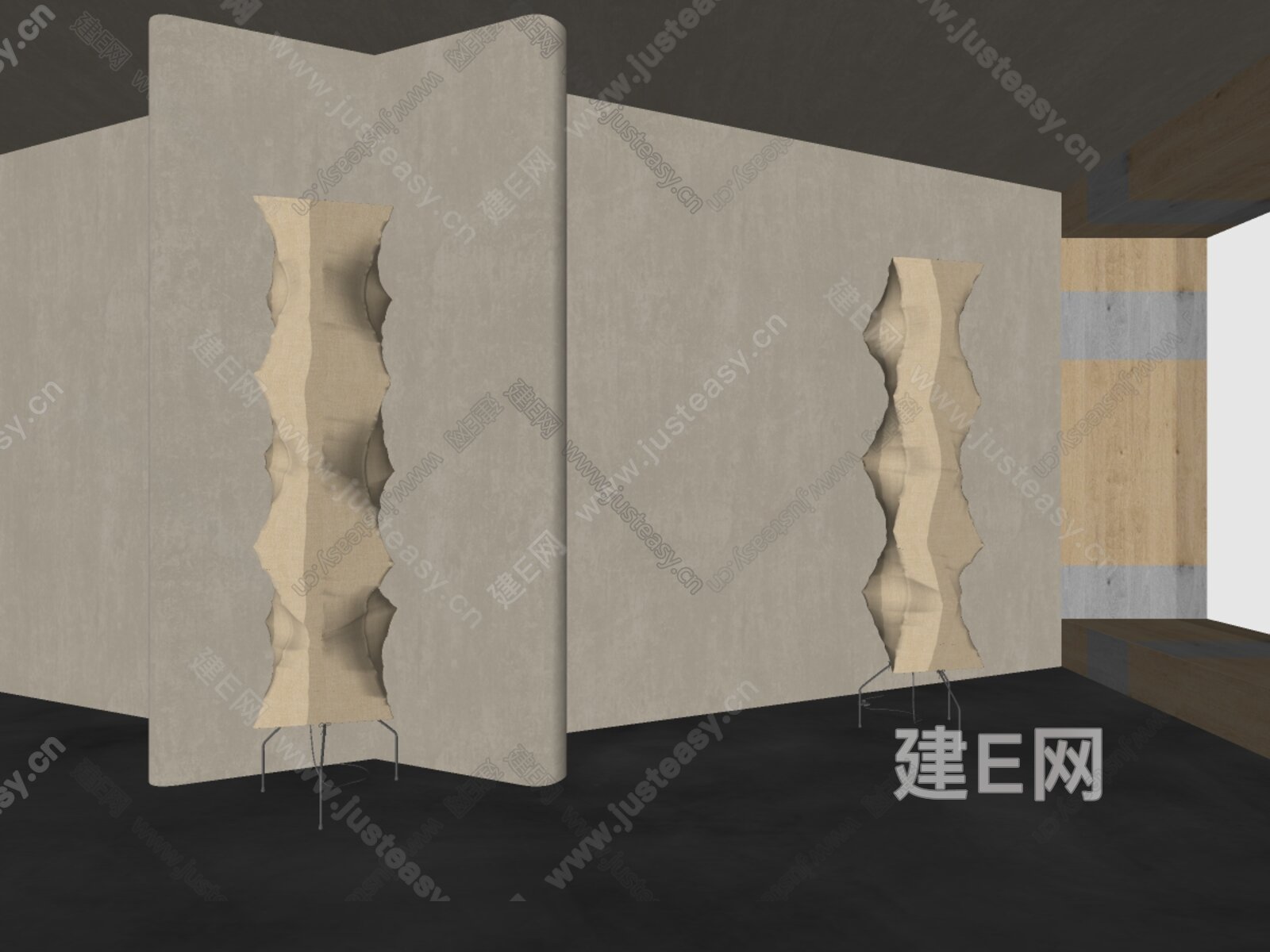 侘寂风落地灯模型SU模型下载[ID:114379284]_建E室内设计网