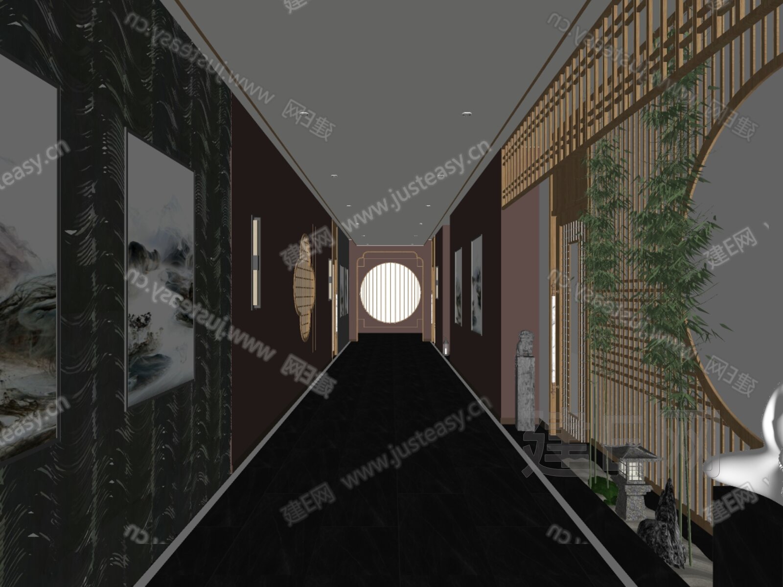 现代过道模型SU模型下载[ID:114445045]_建e网su模型