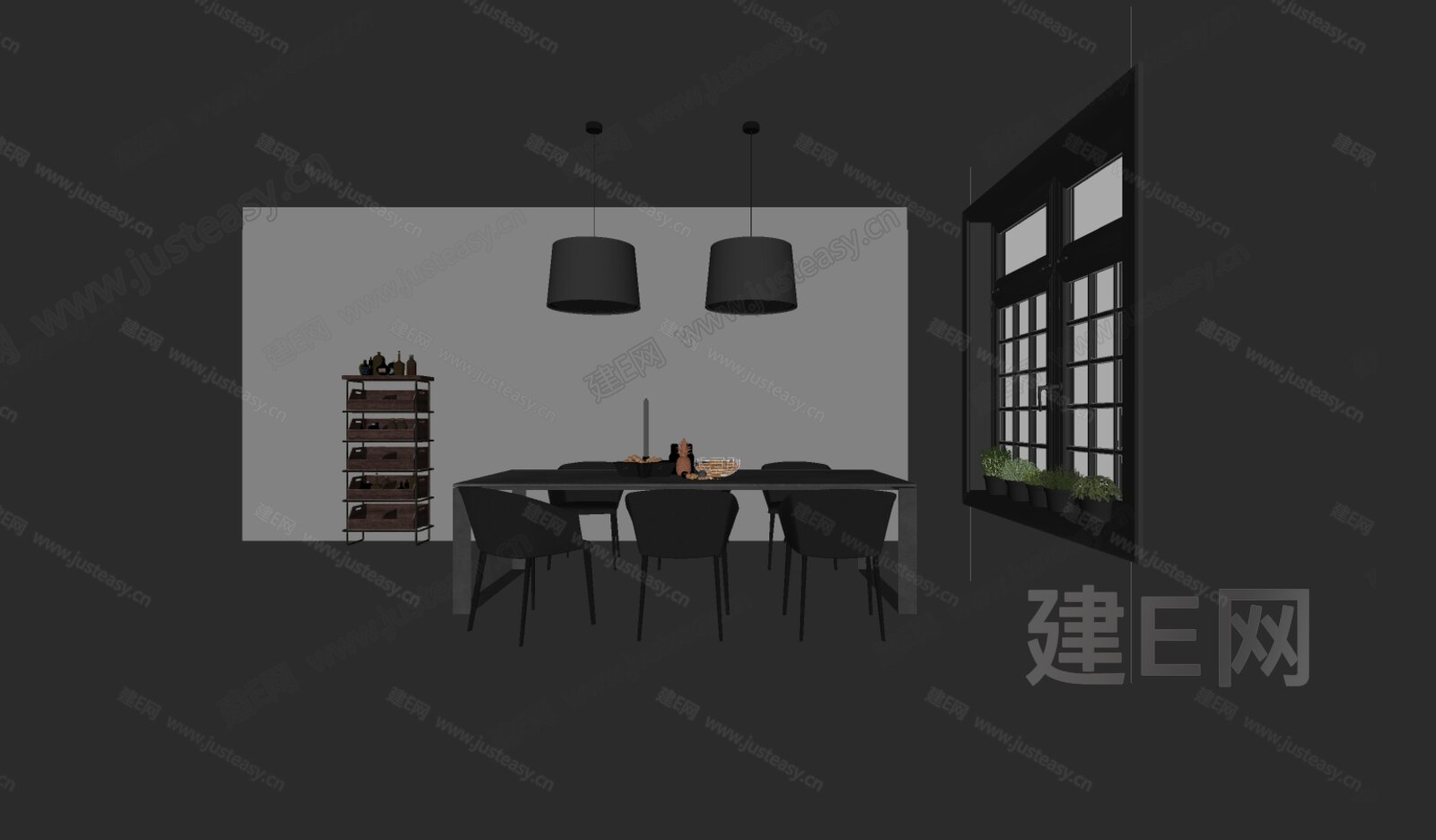 现代餐厅模型SU模型下载[ID:114903677]_建E室内设计网