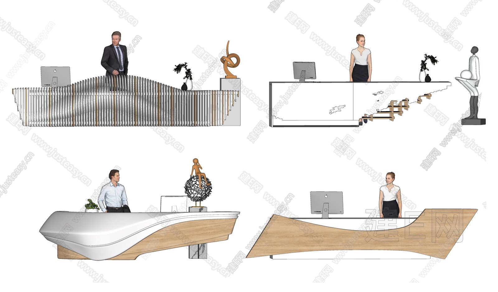 现代公司前台模型SU模型下载[ID:115624626]_建e网su模型