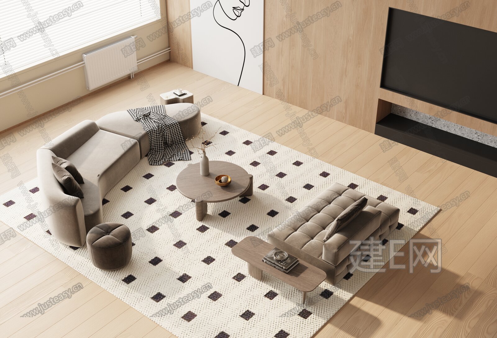 【现代沙发茶几3d模型】建e网_现代沙发茶几3d模型下载[ID:110449183]_打造3d现代沙发茶几模型免费下载平台