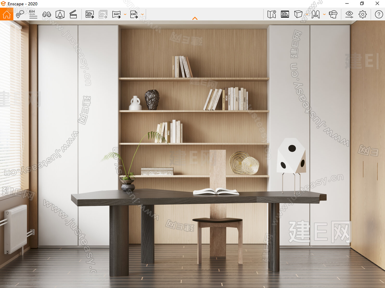 Poliform 侘寂风书房模型SU模型下载[ID:115362383]_建E室内设计网