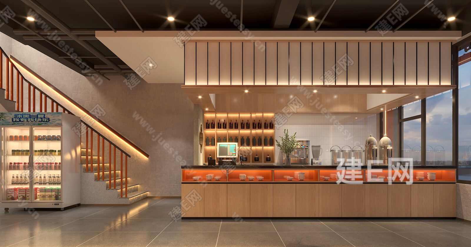 新中式火锅店模型SU模型下载[ID:116738637]_建E室内设计网