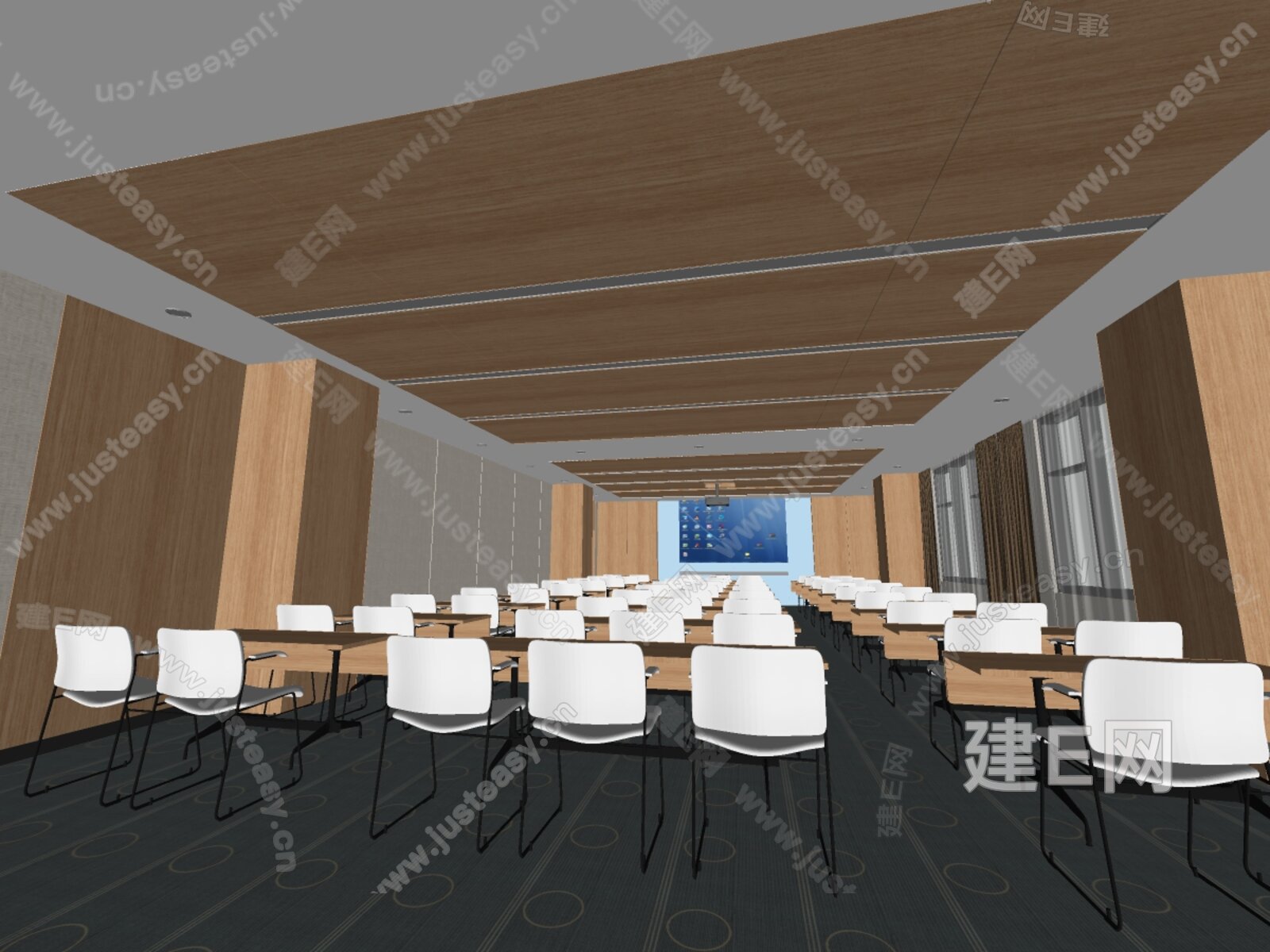 现代会议室模型SU模型下载[ID:115952180]_建e网su模型