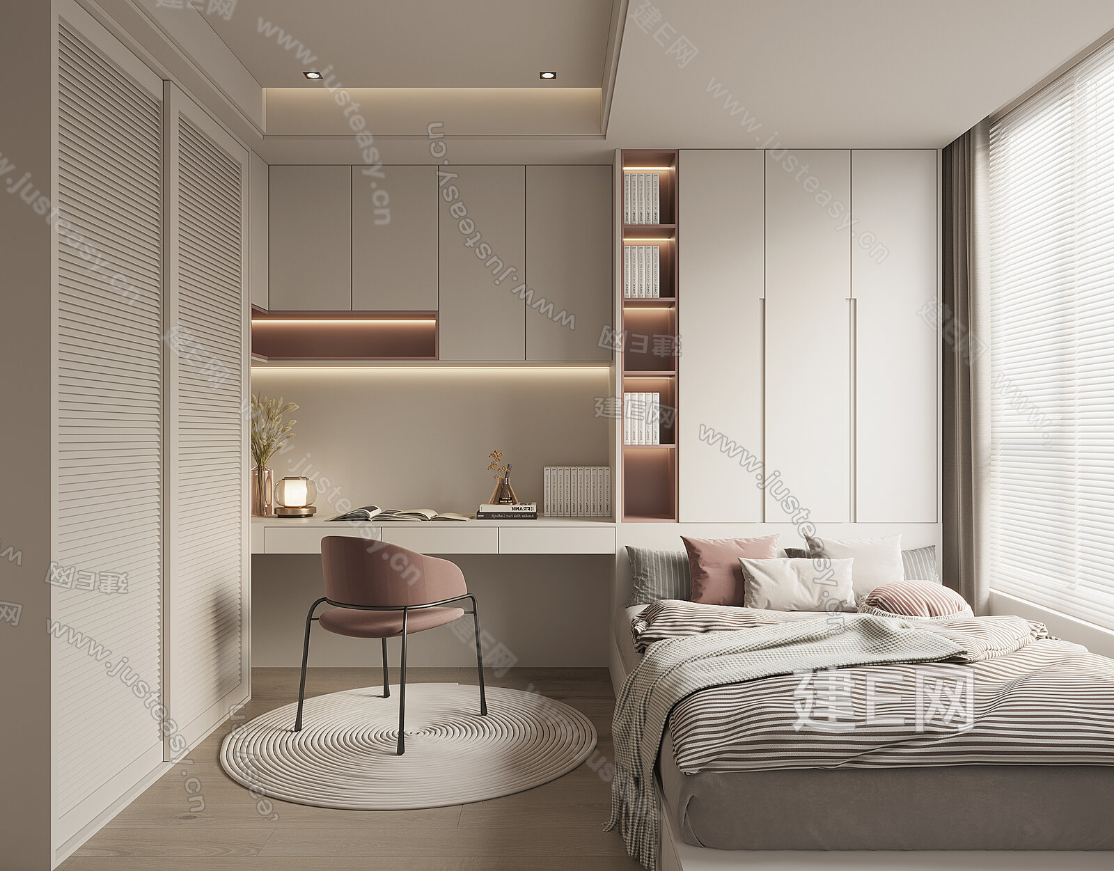 现代榻榻米卧室模型SU模型下载[ID:116673217]_建e网su模型