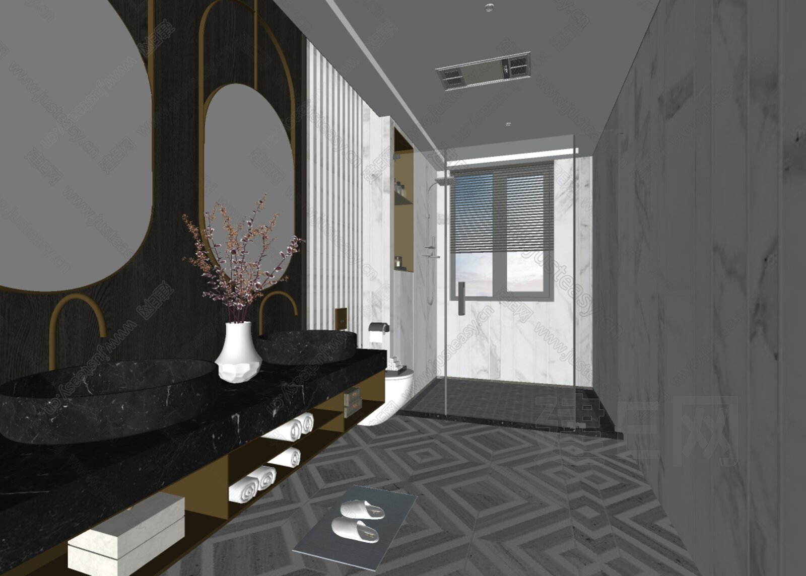 现代卫生间模型SU模型下载[ID:116411036]_建E室内设计网