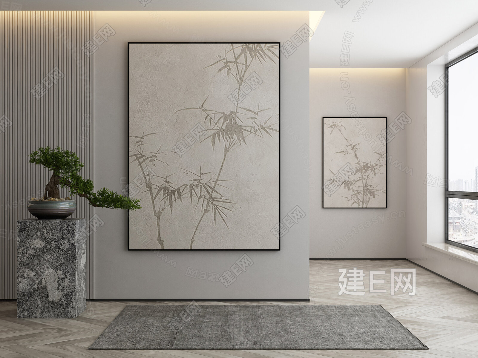 新中式装饰画模型SU模型下载[ID:109070882]_建E室内设计网