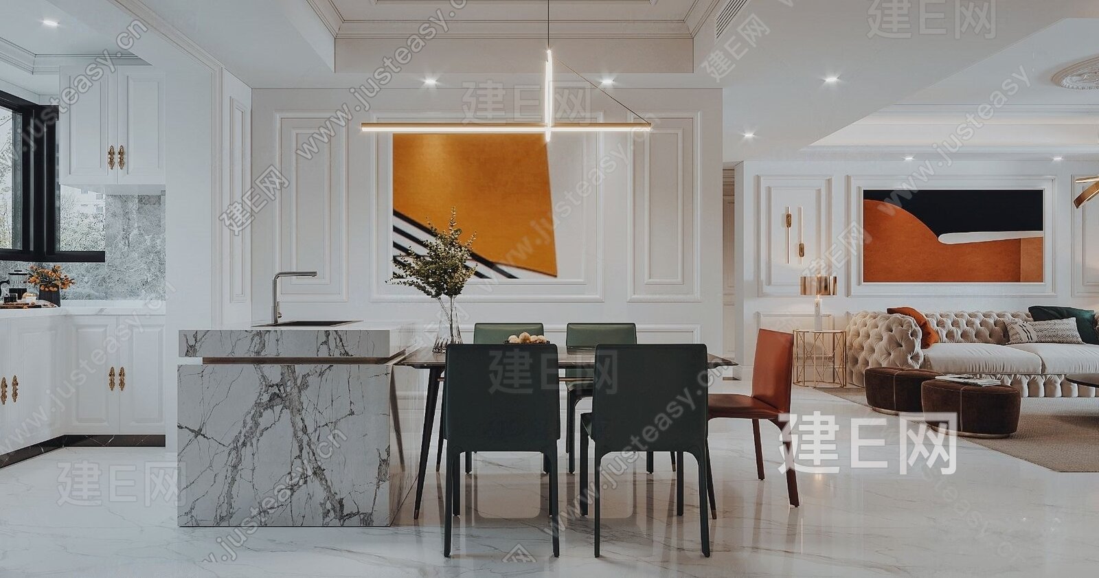 【简欧客餐厅3d模型】建e网_简欧客餐厅3d模型下载[ID:111497811]_打造3d简欧客餐厅模型免费下载平台