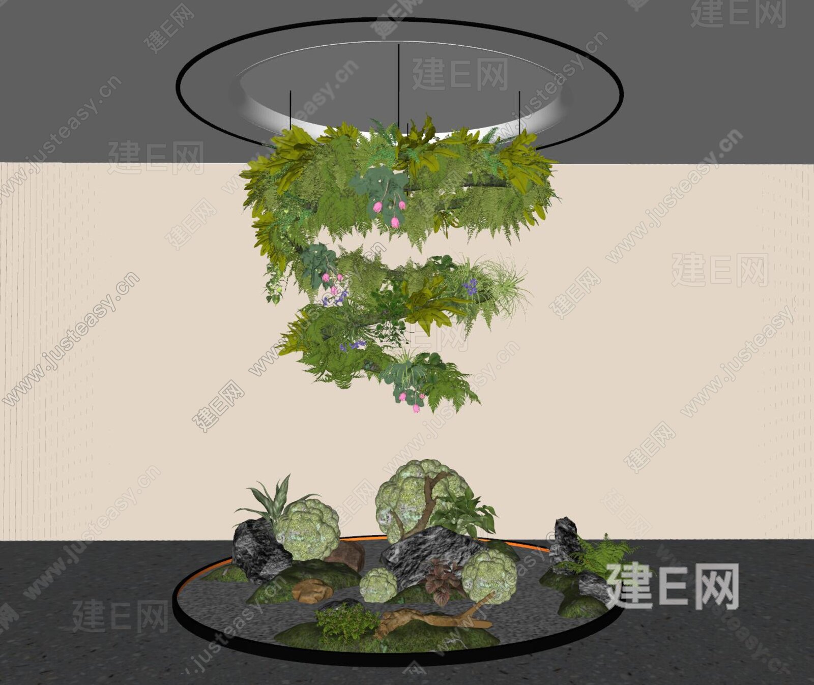 现代室内景观造景模型SU模型下载[ID:109070867]_建E室内设计网
