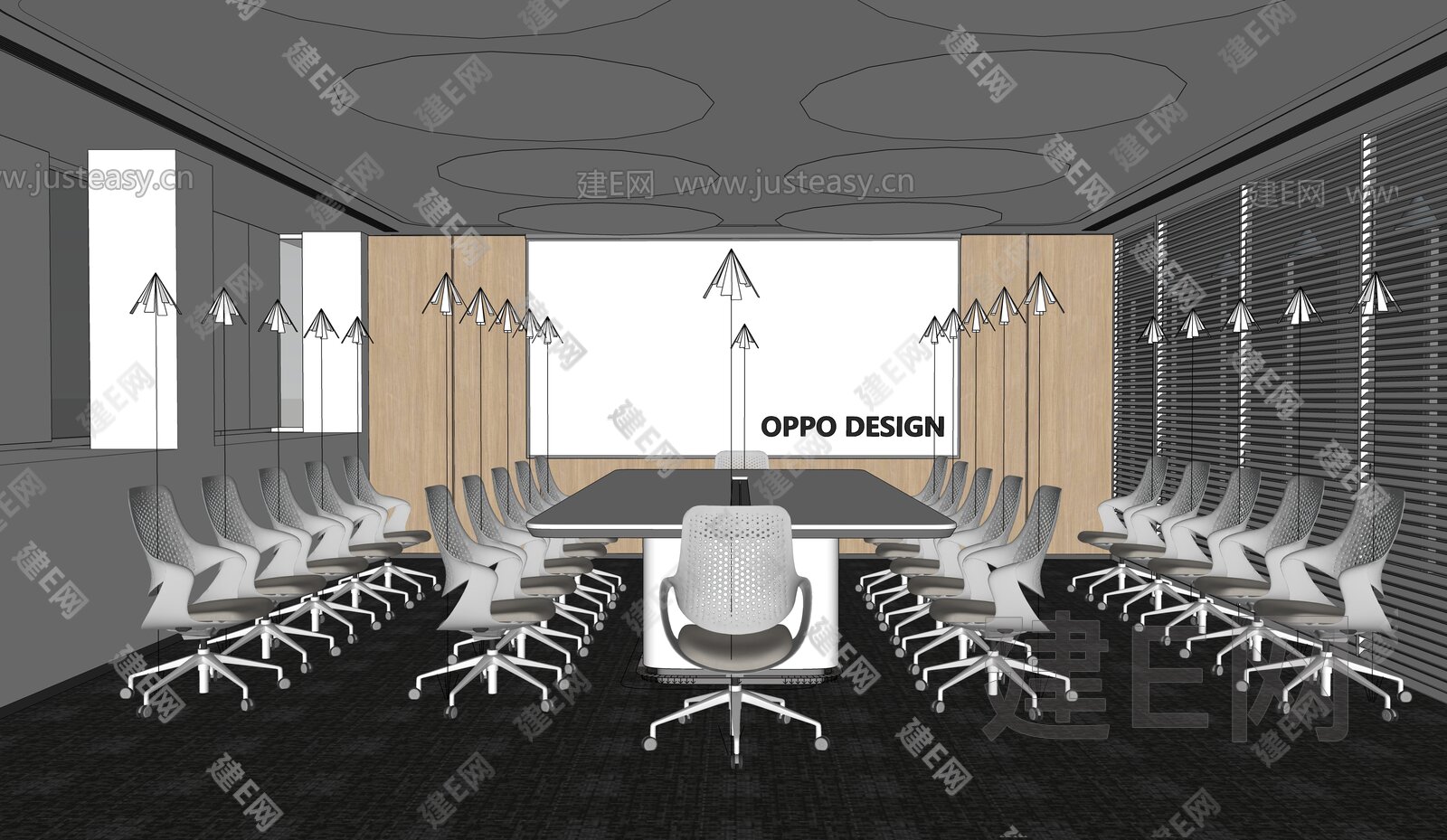 现代会议室模型SU模型下载[ID:109202152]_建E室内设计网