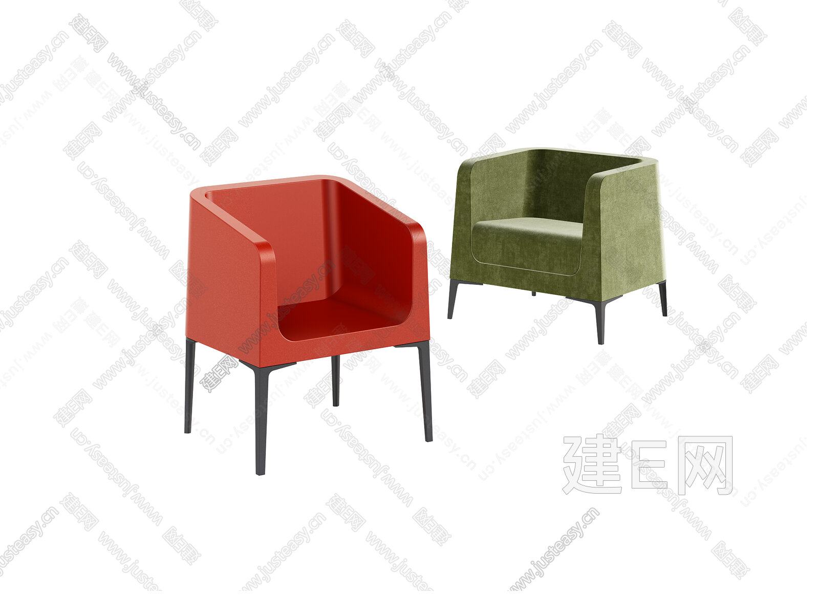 Alphabet 现代休闲椅模型SU模型下载[ID:109726378]_建E室内设计网