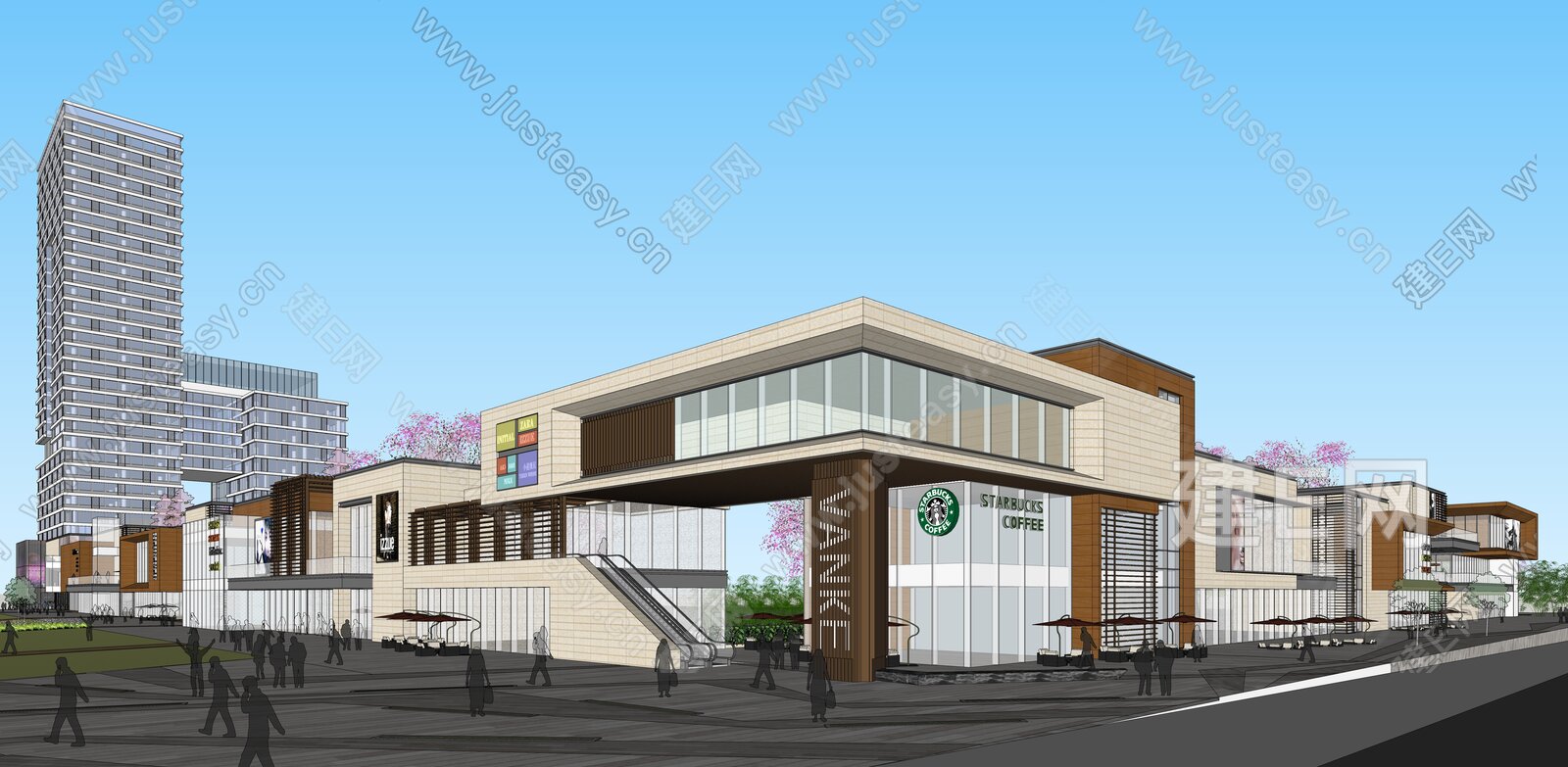 现代商业街模型SU模型下载[ID:109922914]_建E室内设计网