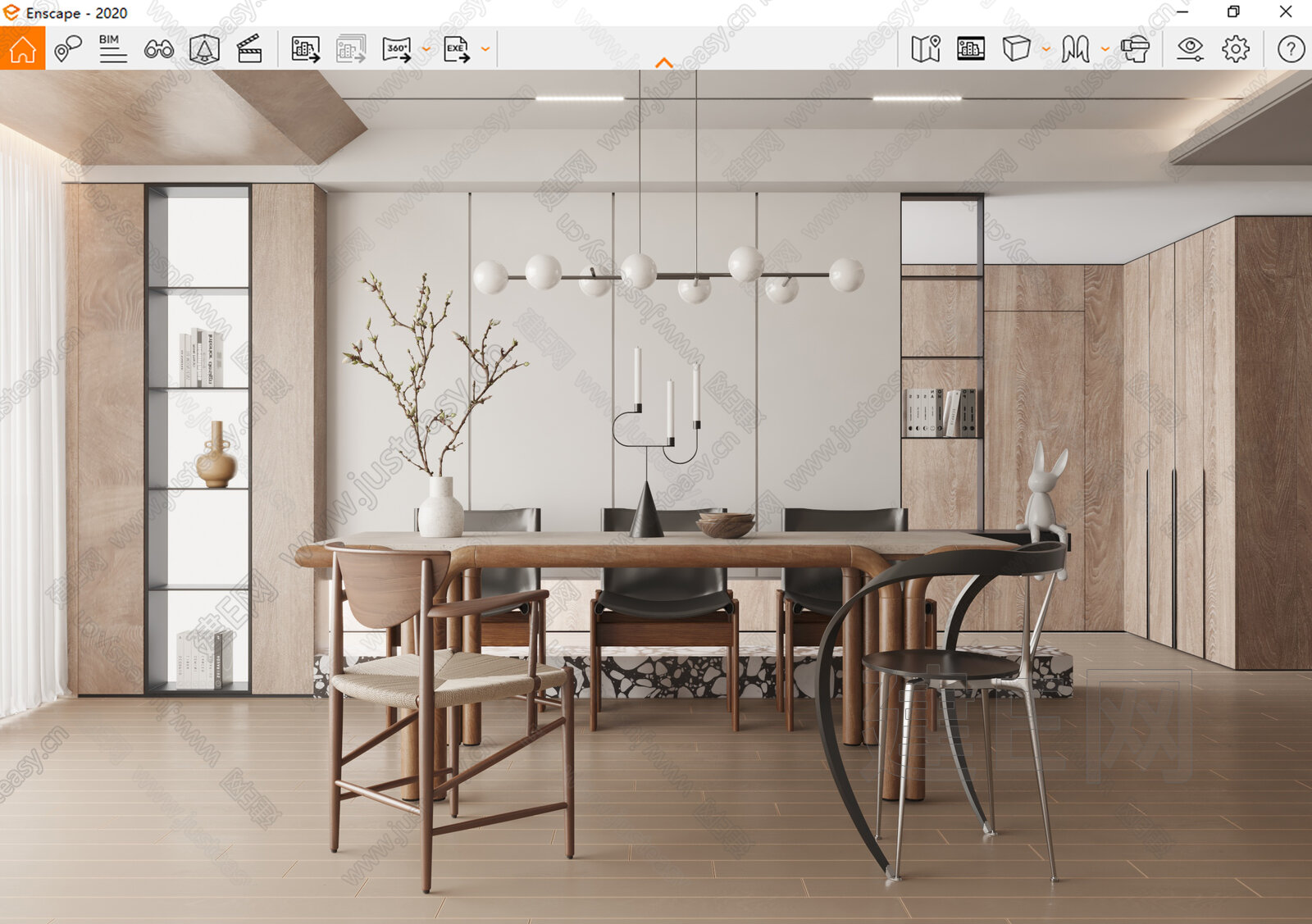 Minotti 侘寂风餐厅模型SU模型下载[ID:110053896]_建E室内设计网