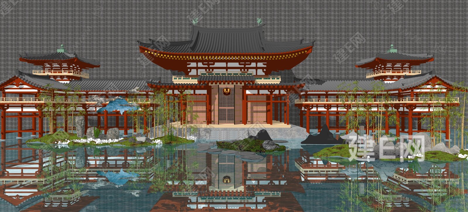 中式古建筑模型SU模型下载[ID:109988446]_建E室内设计网