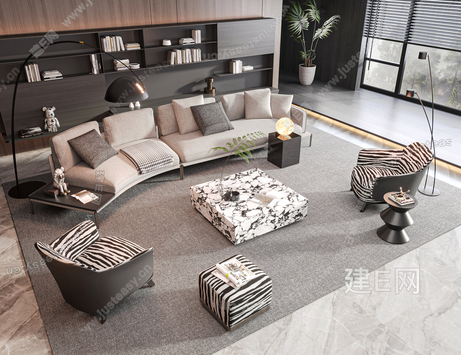 Minotti 米洛提 现代沙发茶几组合3d模型下载[ID:112022183]_建e网3d模型