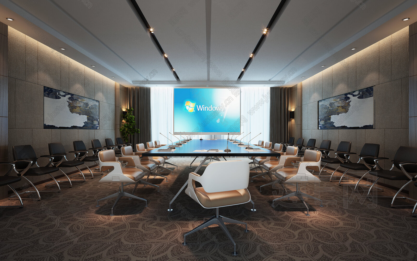 现代会议室3d模型下载[ID:111956727]_建e网3d模型