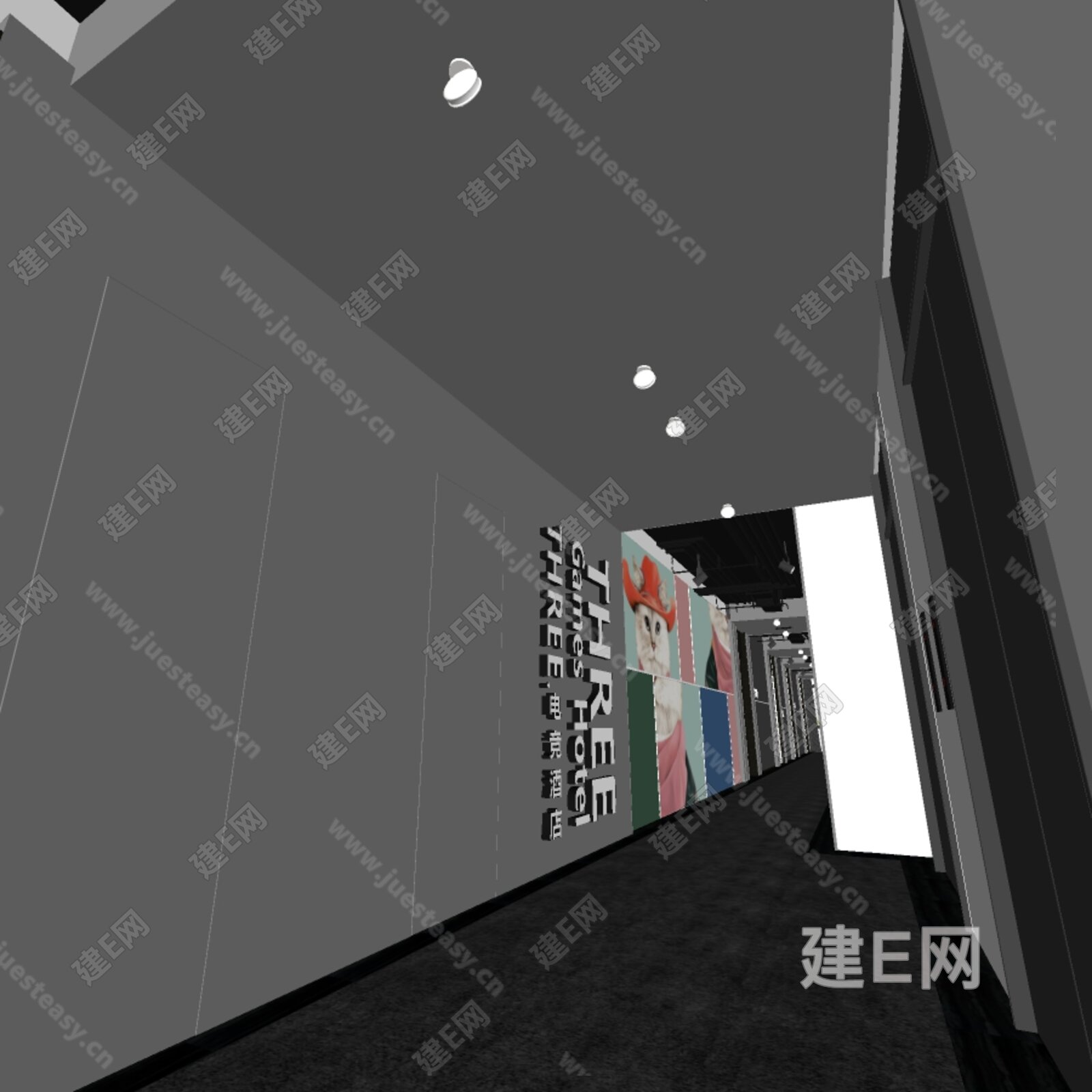 现代过道模型SU模型下载[ID:110185073]_建e网su模型