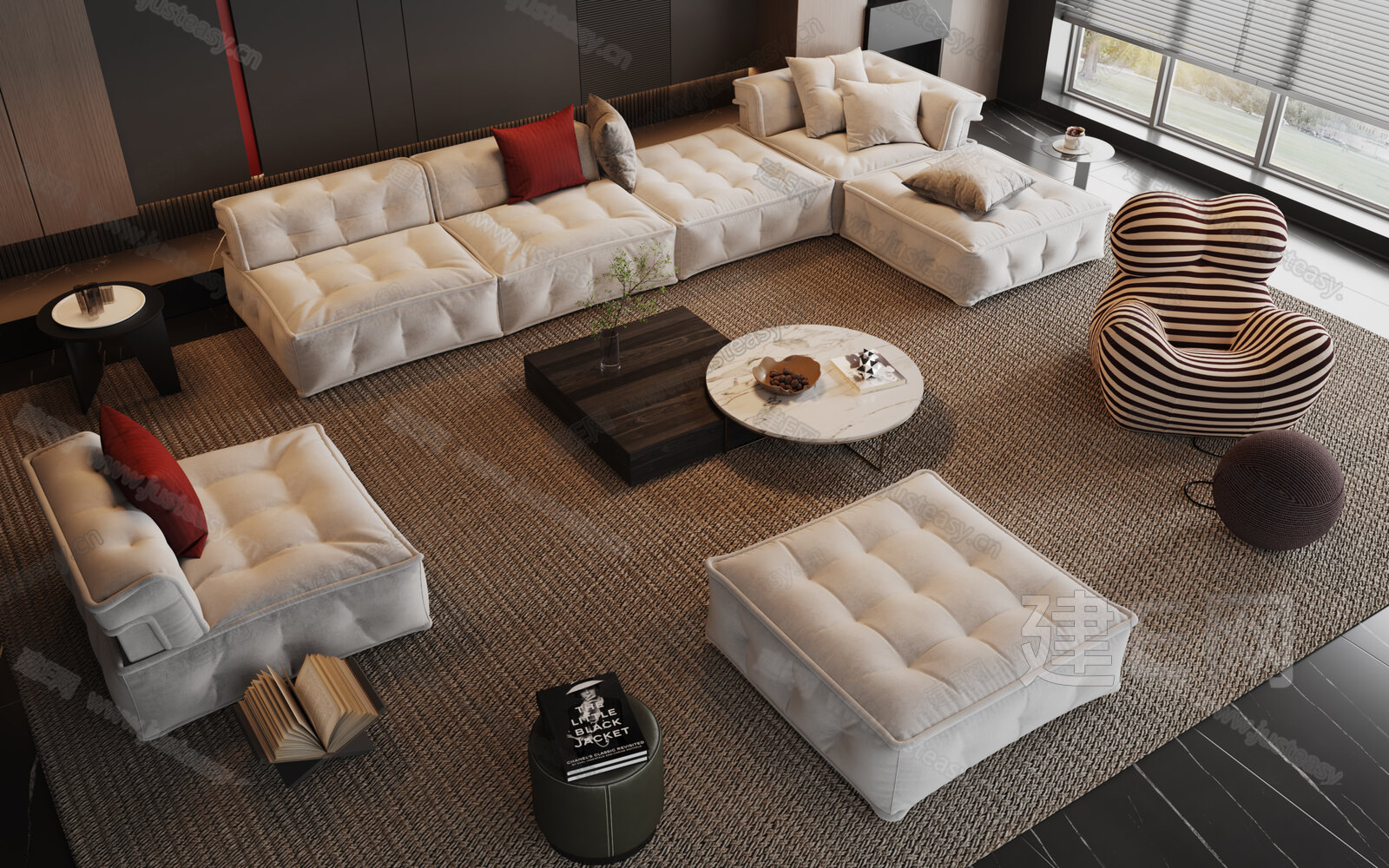 Minotti 米洛提 现代沙发茶几组合模型SU模型下载[ID:110905935]_建E室内设计网