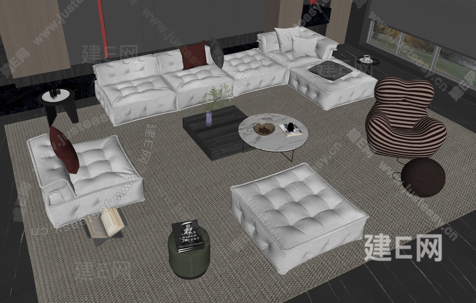 Minotti 米洛提 现代沙发茶几组合模型SU模型下载[ID:110905935]_建E室内设计网