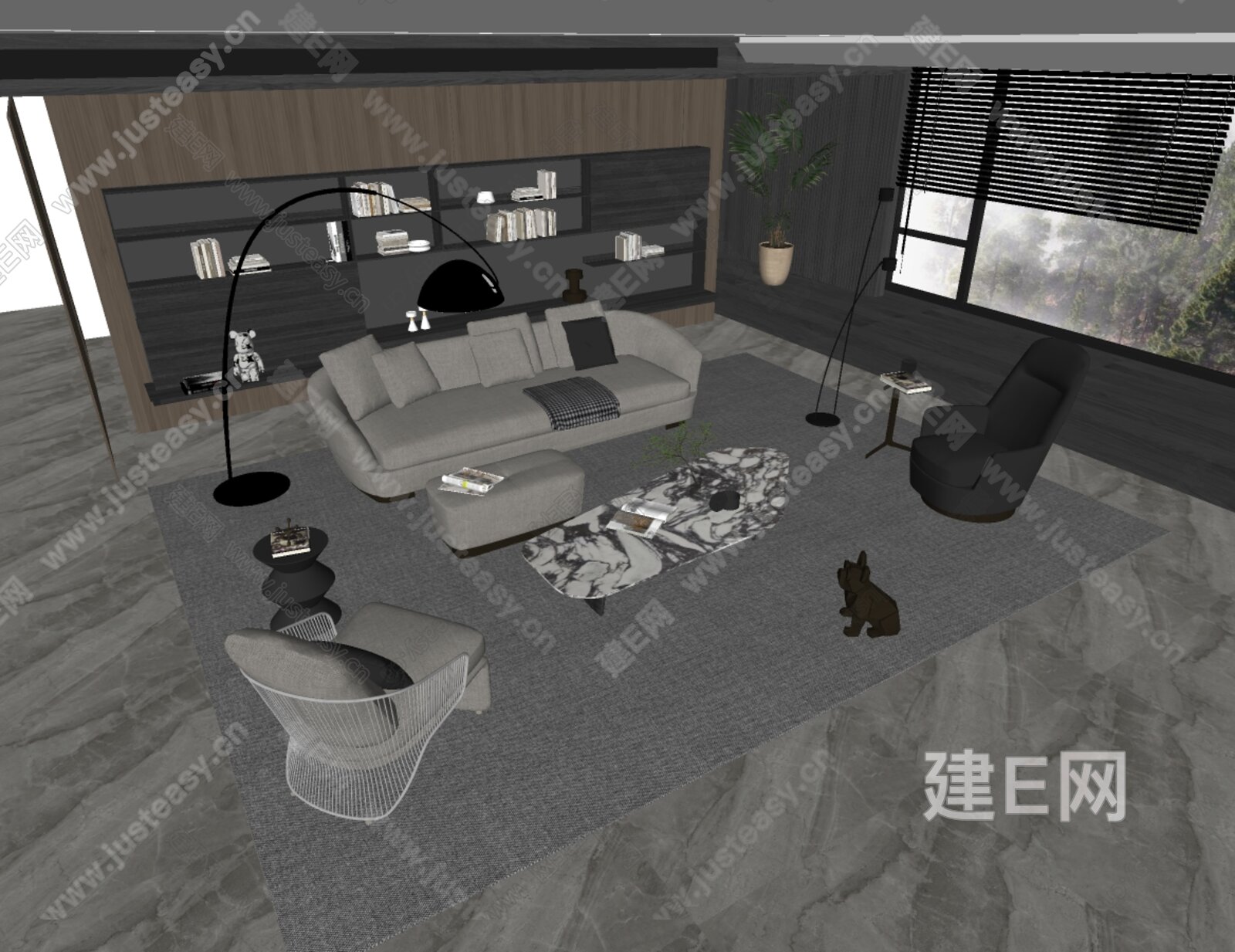 Minotti 米洛提 现代沙发茶几组合模型SU模型下载[ID:111495786]_建e网su模型