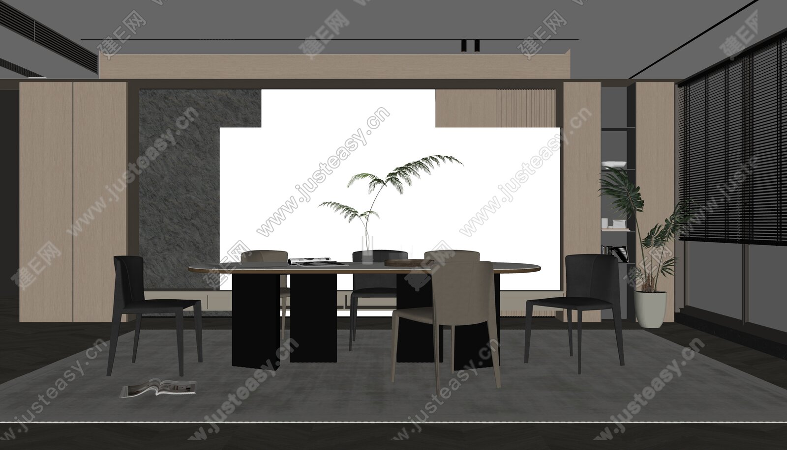 现代餐厅模型SU模型下载[ID:111168190]_建e网su模型