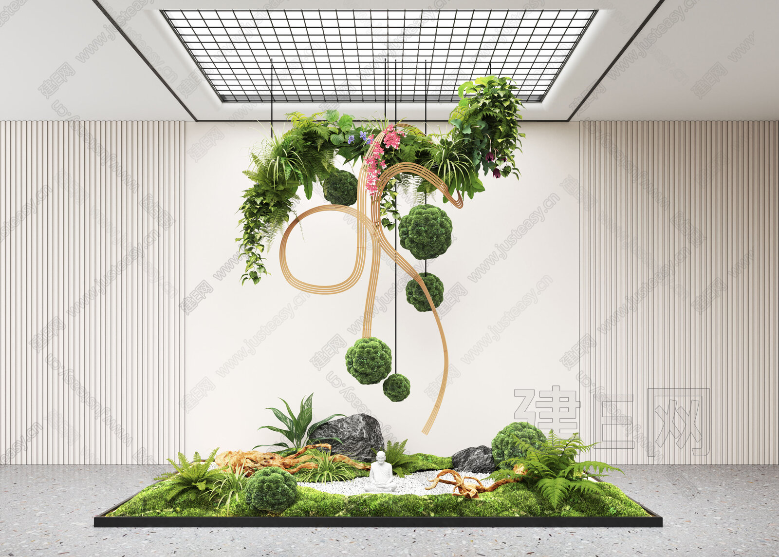 现代室内景观造景模型SU模型下载[ID:111757950]_建e网su模型