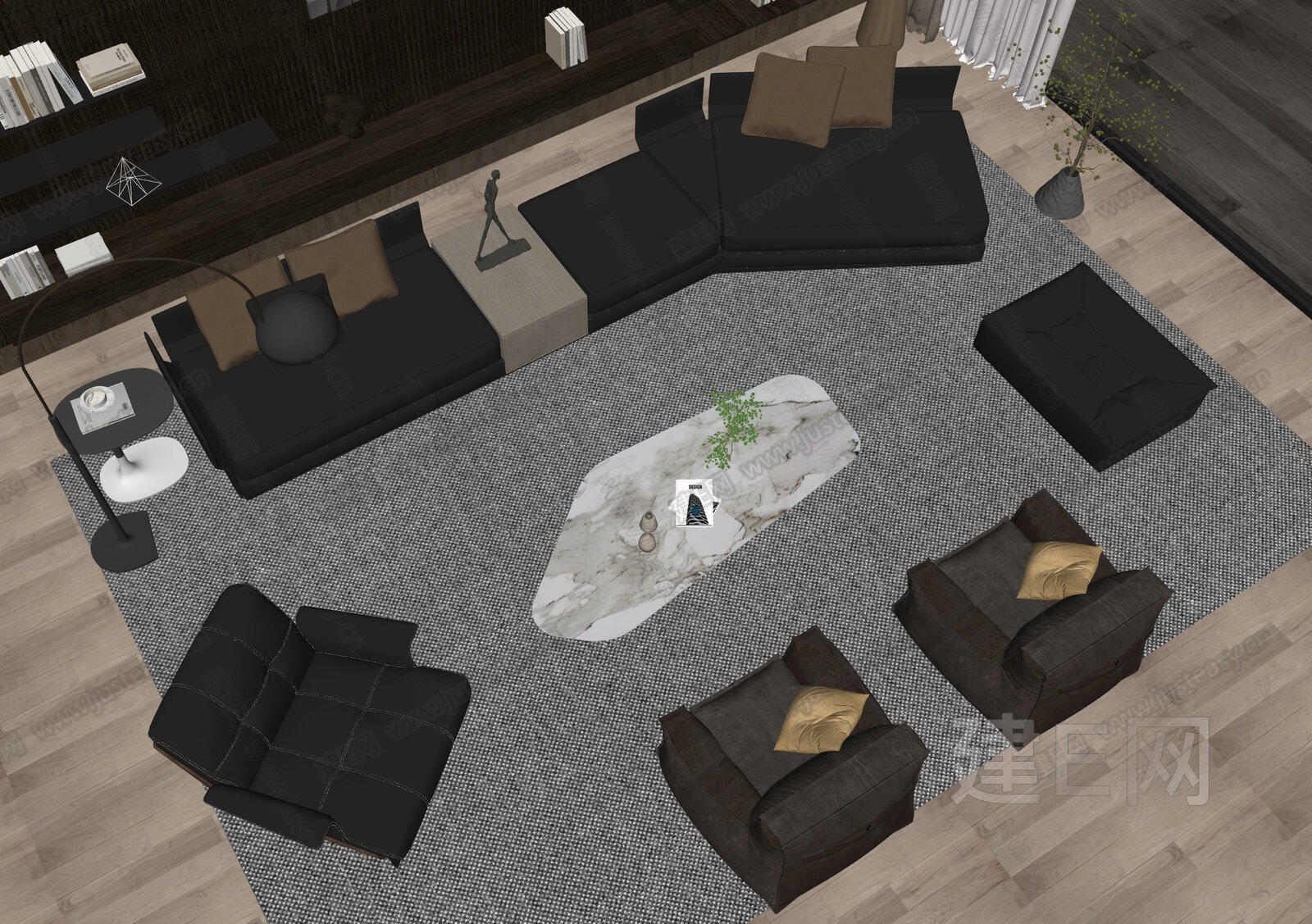 Minotti 米洛提 现代沙发茶几组合模型SU模型下载[ID:112085517]_建e网su模型