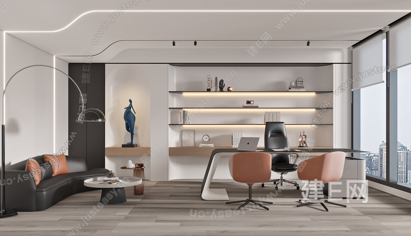 现代经理办公室3d模型下载[ID:105665940]_建e网3d模型